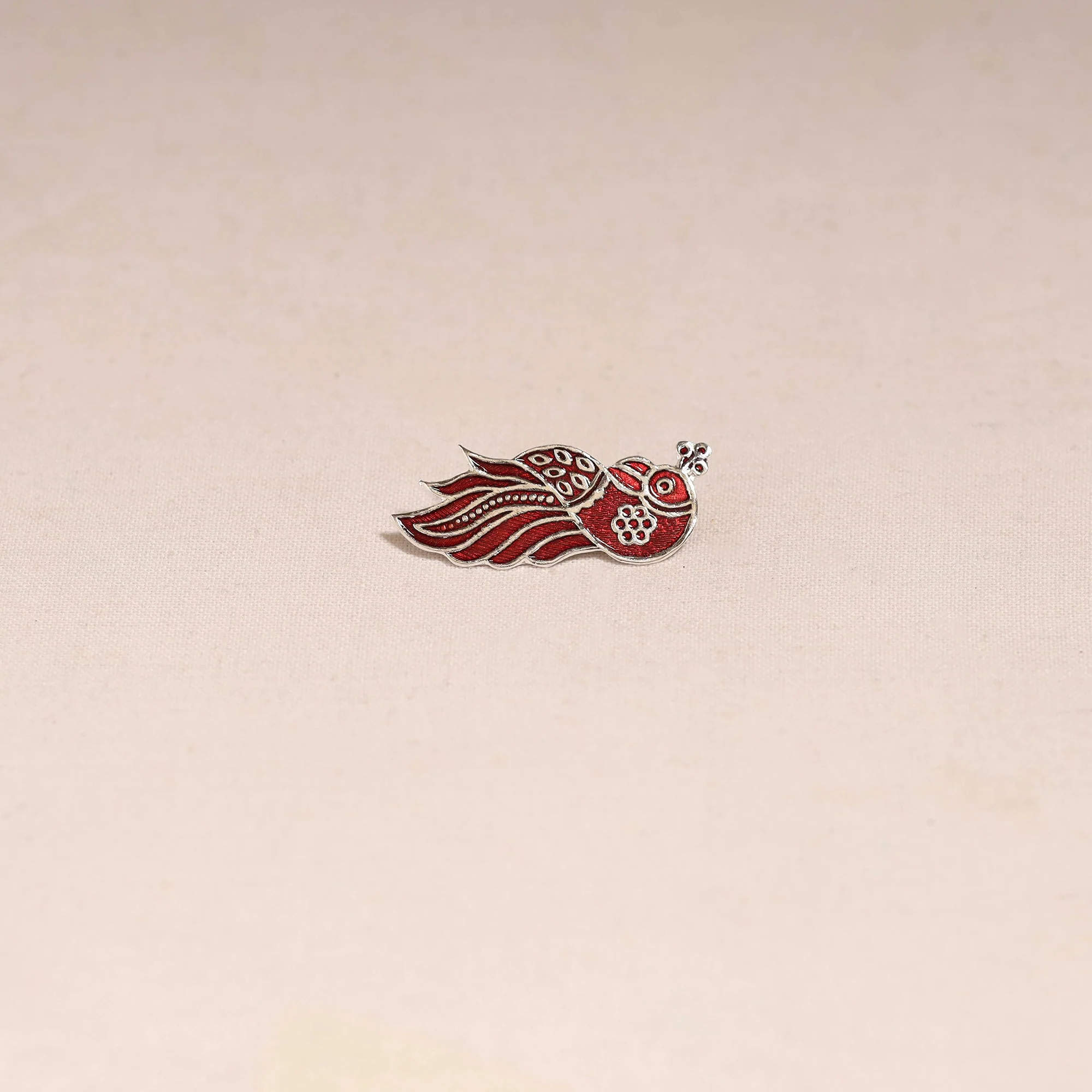 Red - Handcrafted Paka Meenakari Saree Pin 218