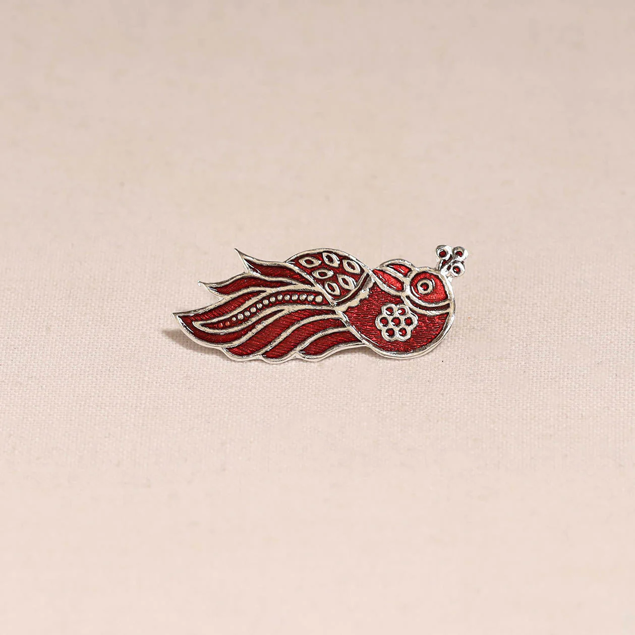 Red - Handcrafted Paka Meenakari Saree Pin 218 - Image 2