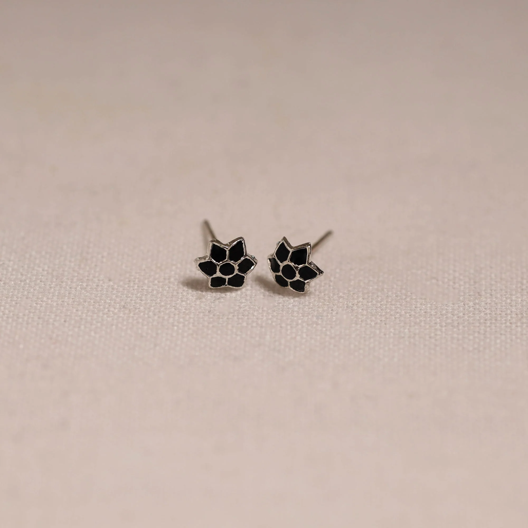 Black - Handcrafted Paka Meenakari Stud Earrings 05
