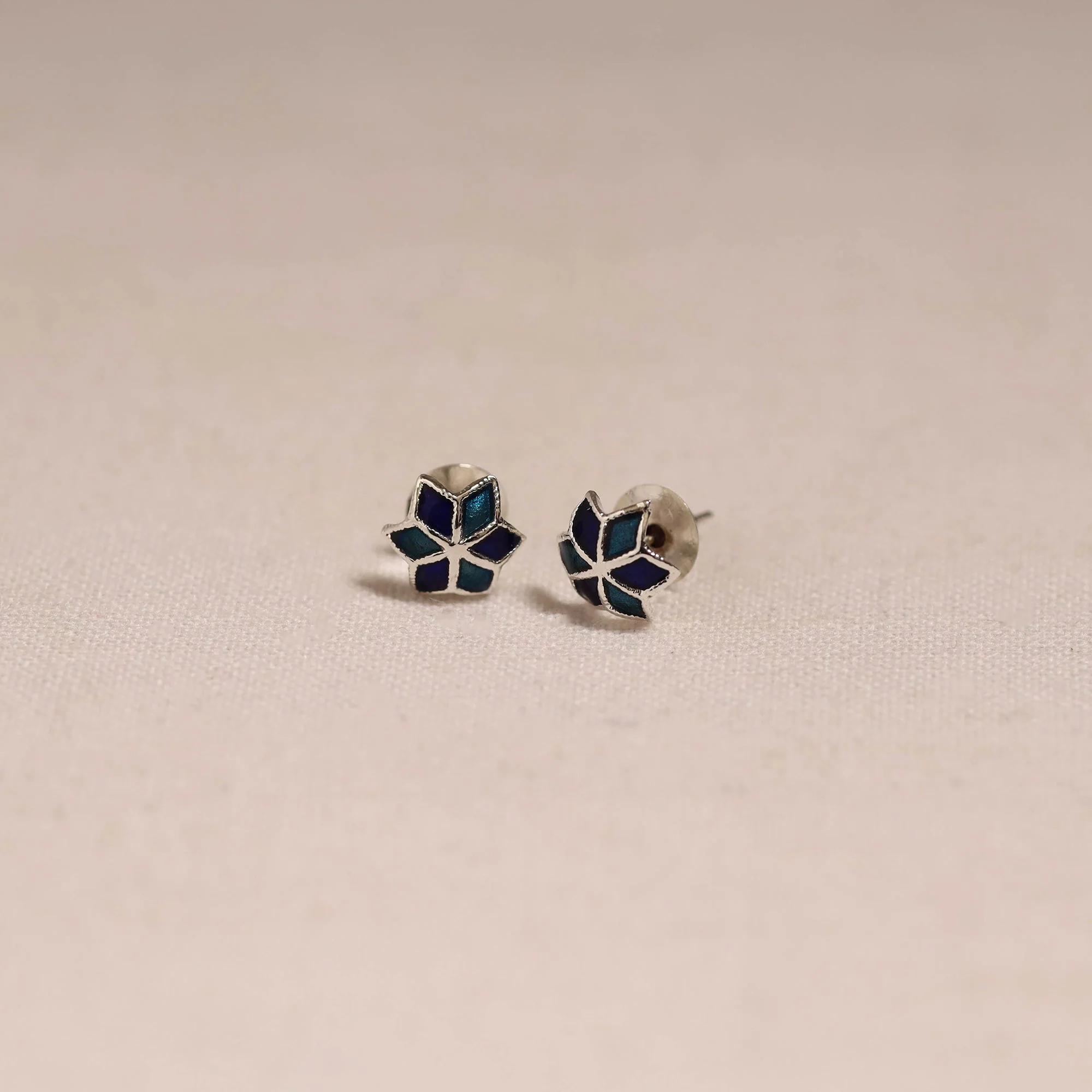 Blue - Handcrafted Paka Meenakari Stud Earrings 16