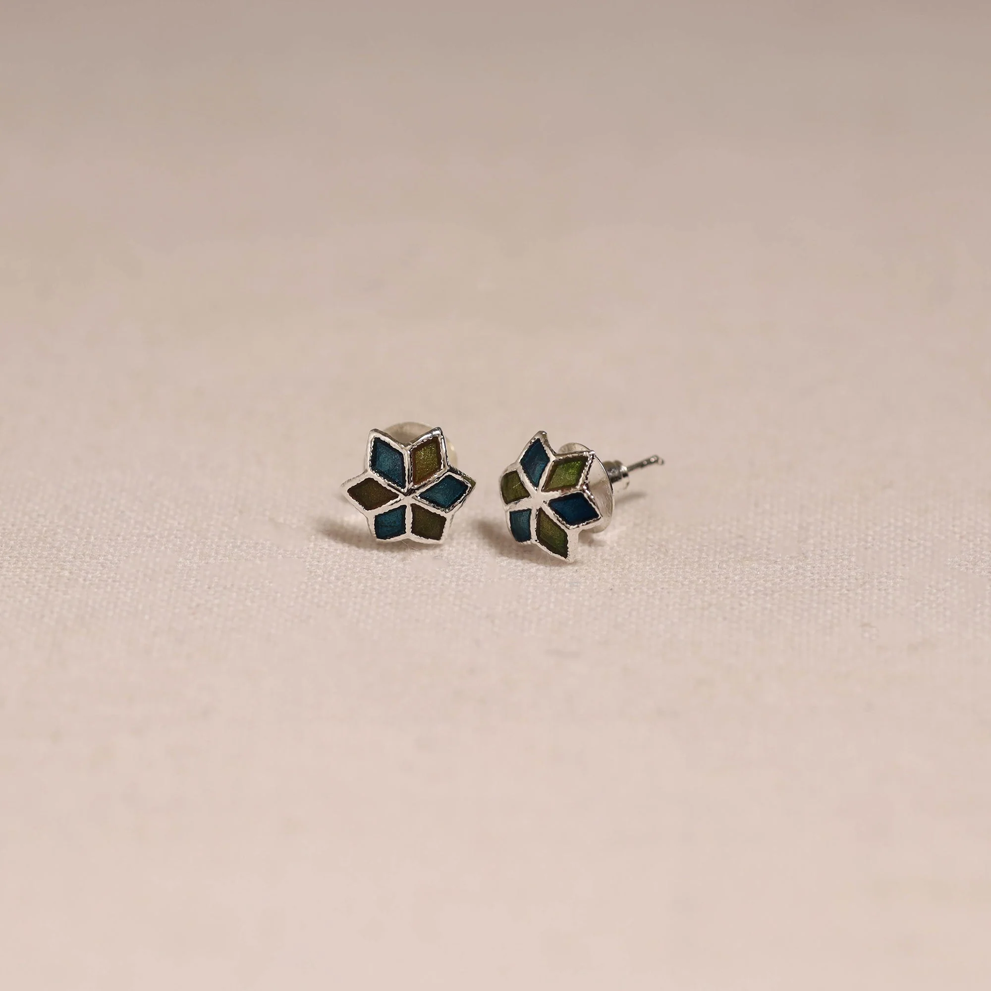 Multicolor - Handcrafted Paka Meenakari Stud Earrings 19
