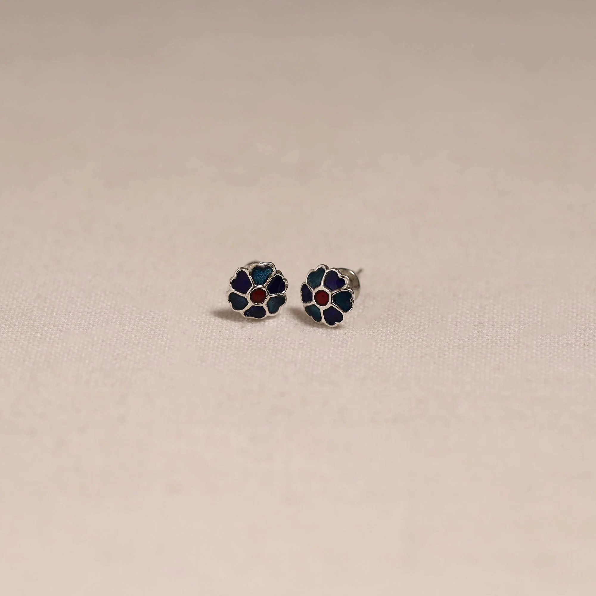 Blue - Handcrafted Paka Meenakari Stud Earrings 22