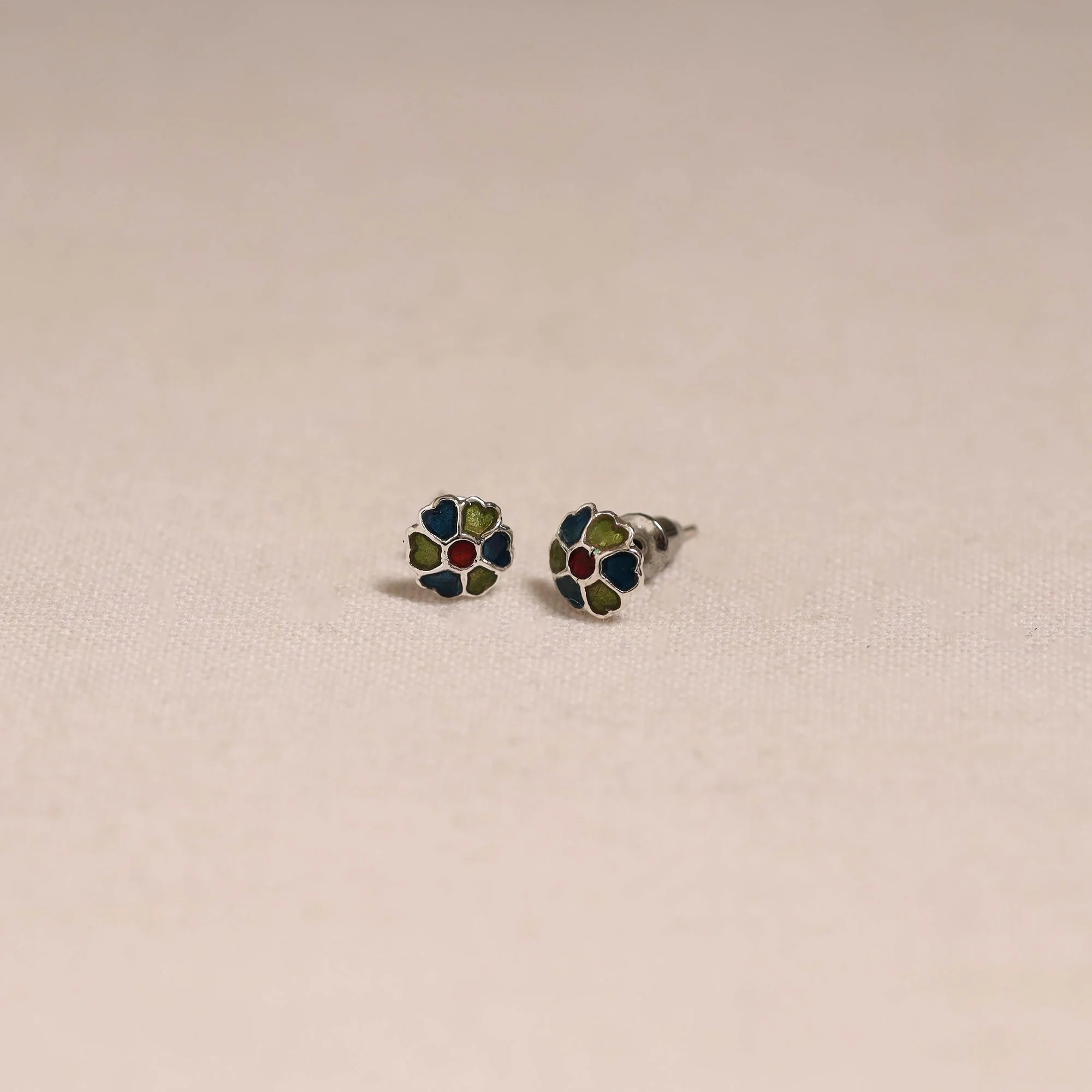 Multicolor - Handcrafted Paka Meenakari Stud Earrings 29