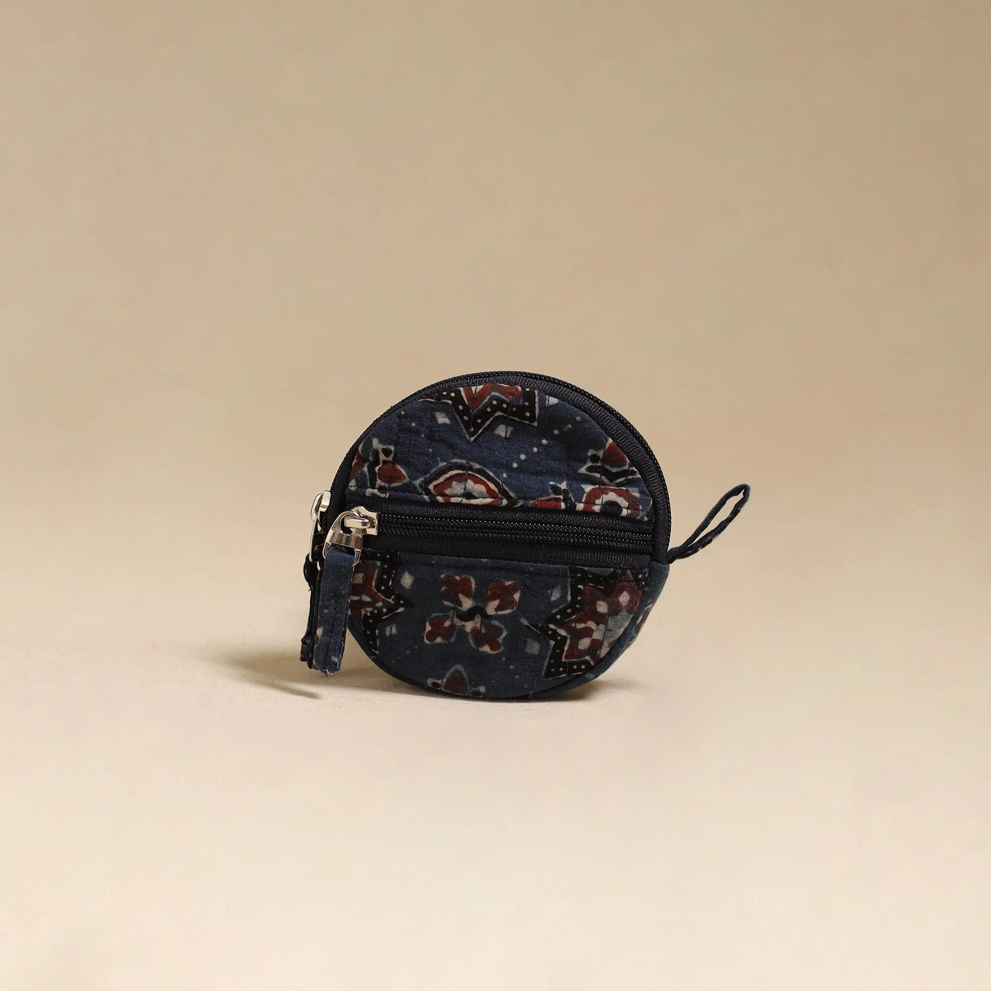 Blue - Handcrafted Quilted Ajrakh Block Printed Fabric Coin Pouch by Chhoti Si Asha 83