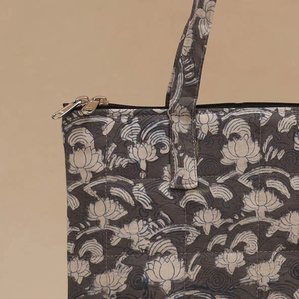 Grey - Handcrafted Quilted Handbag 02 - Image 2