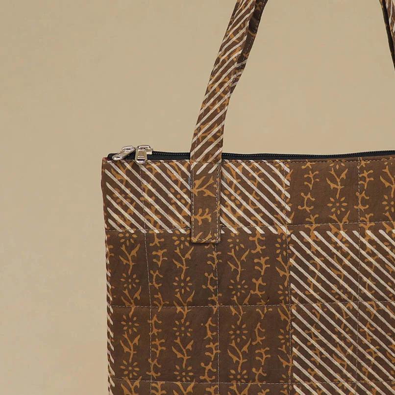 Brown - Handcrafted Quilted Handbag 08 - Image 2