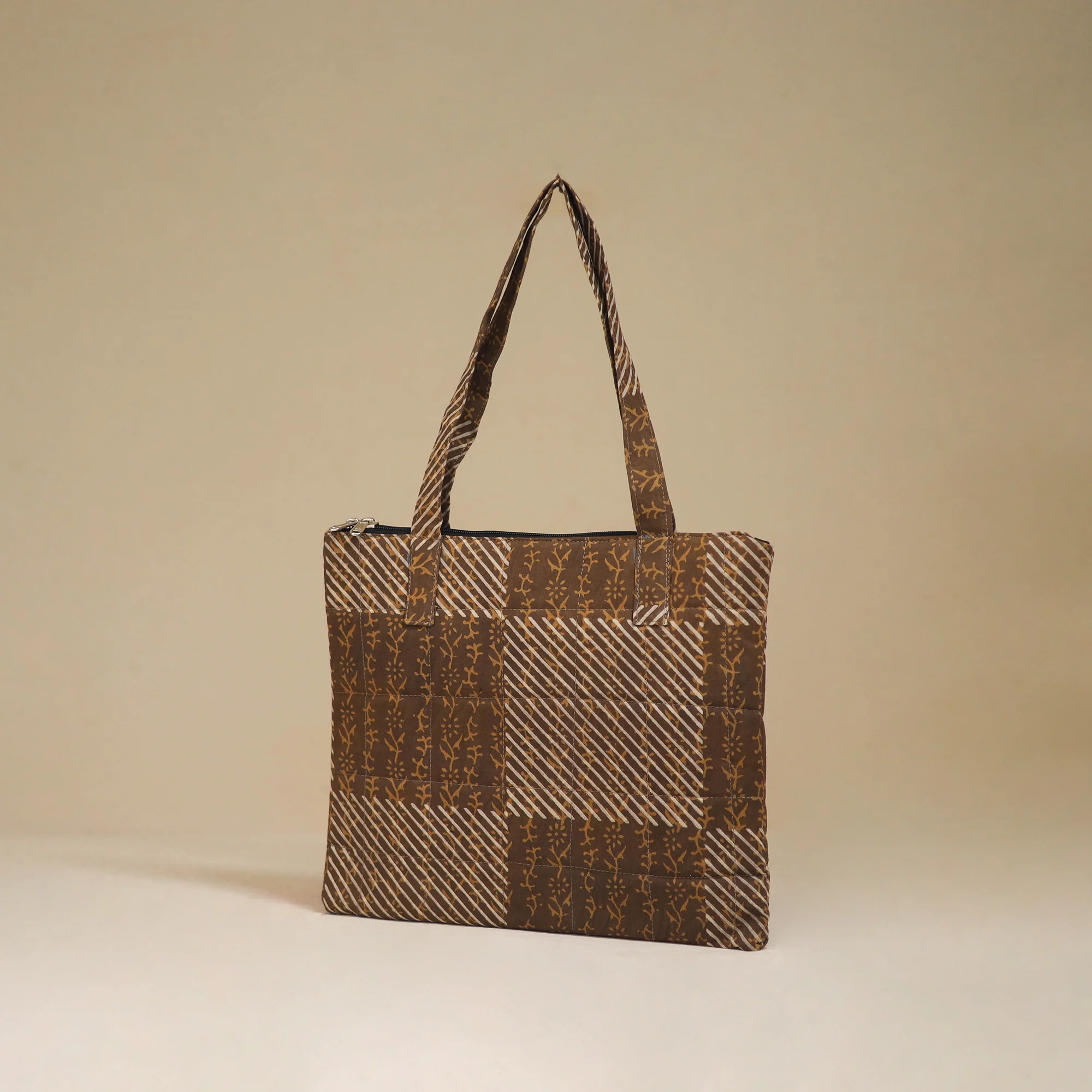 Brown - Handcrafted Quilted Handbag 08 - Image 3