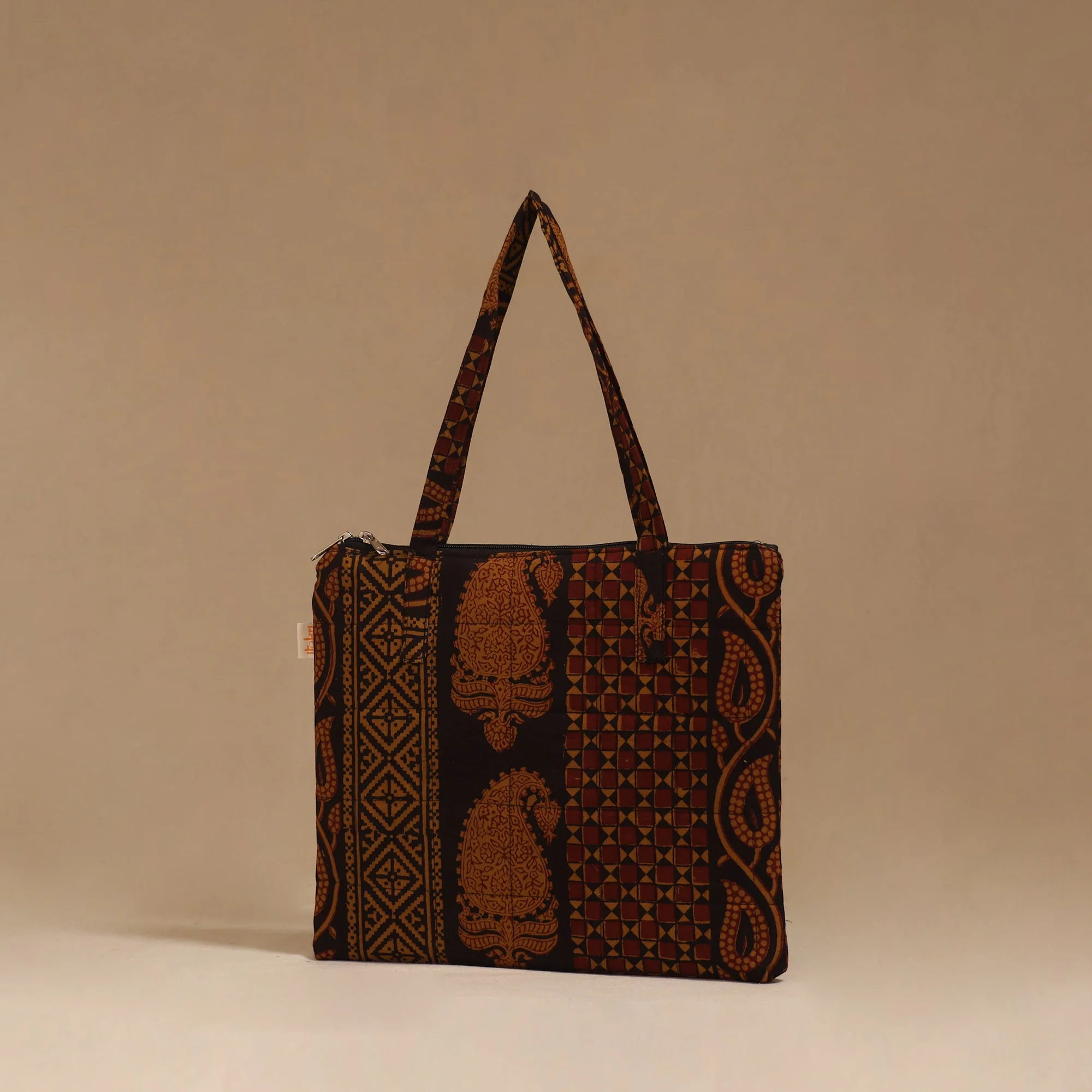 Brown - Handcrafted Quilted Handbag 106 - Image 2