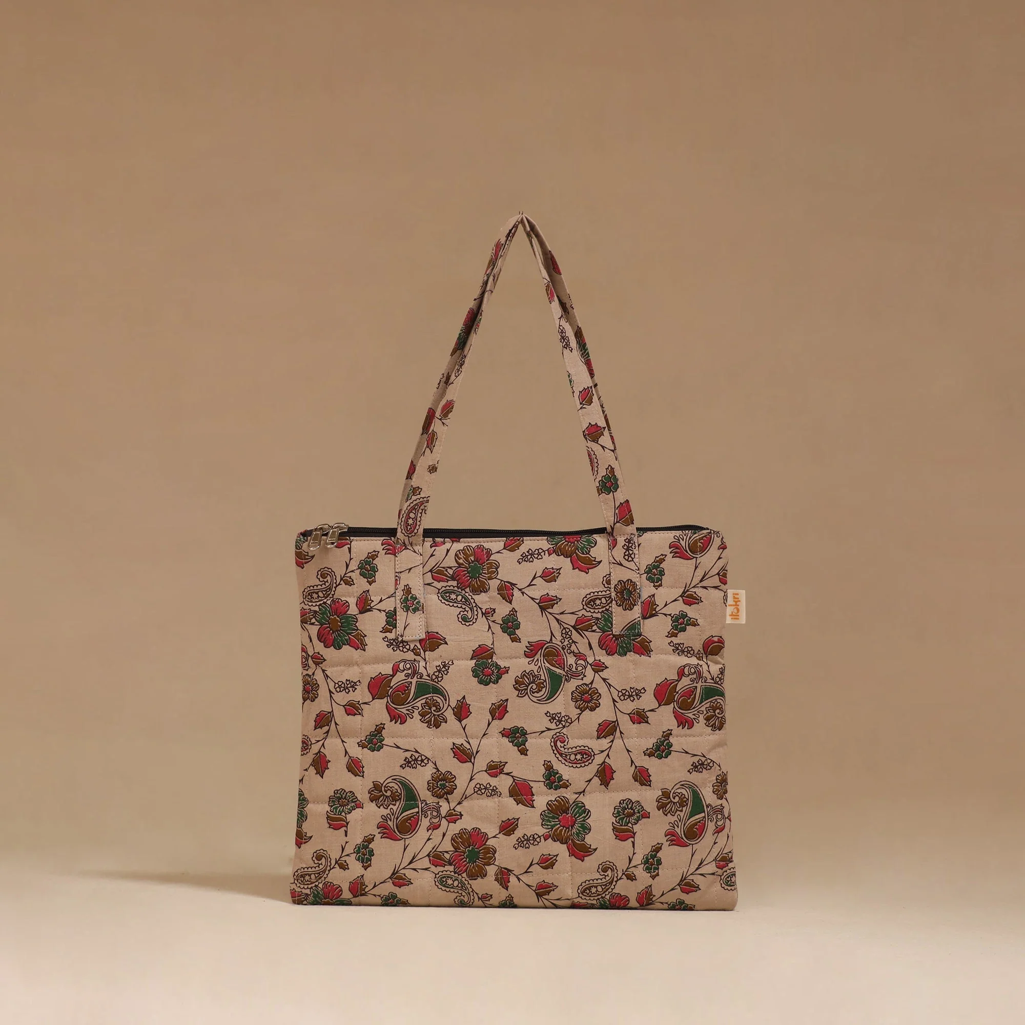 Beige - Handcrafted Quilted Handbag 12