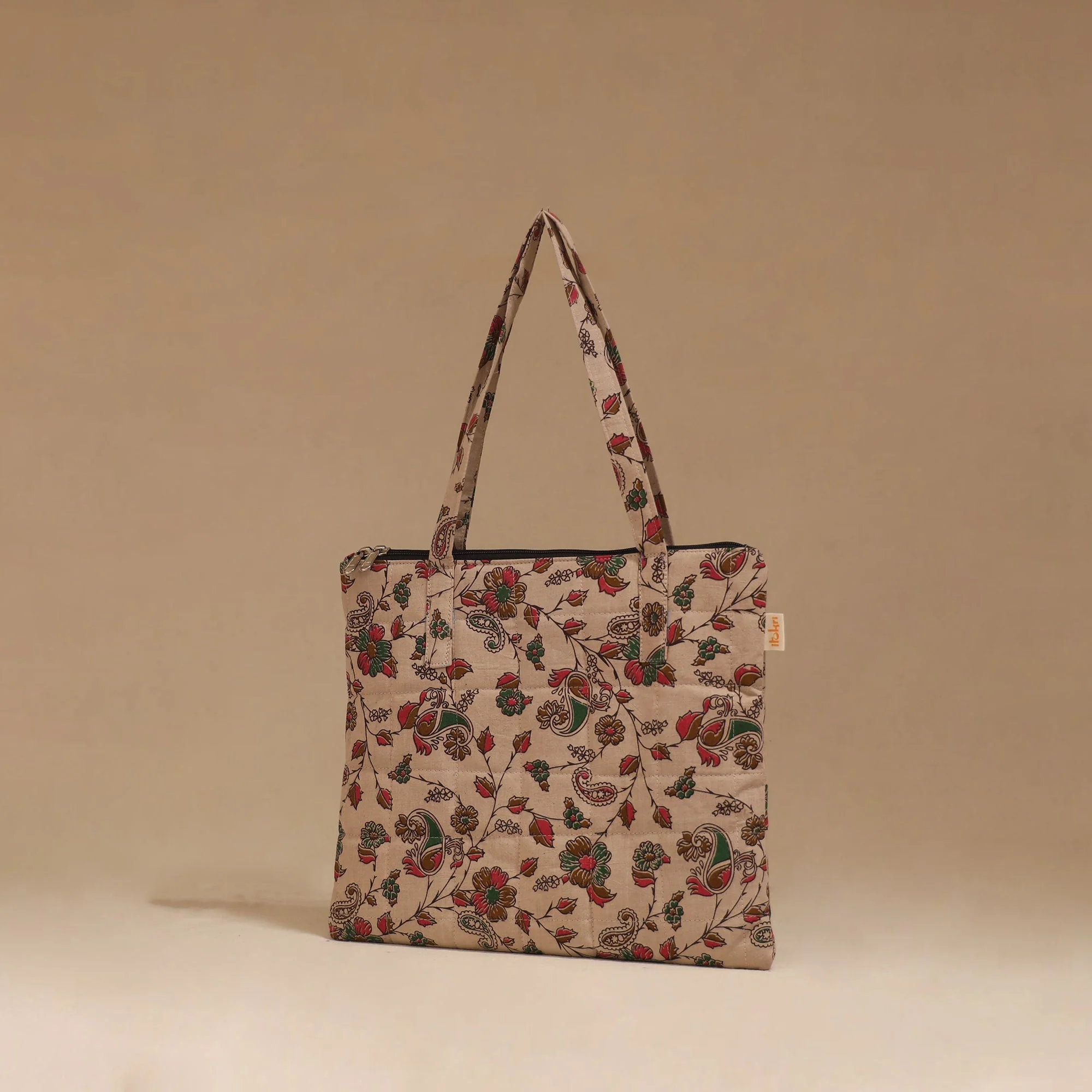 Beige - Handcrafted Quilted Handbag 12 - Image 2