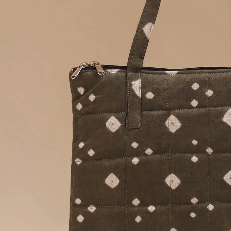 Brown - Handcrafted Quilted Handbag 12 - Image 3