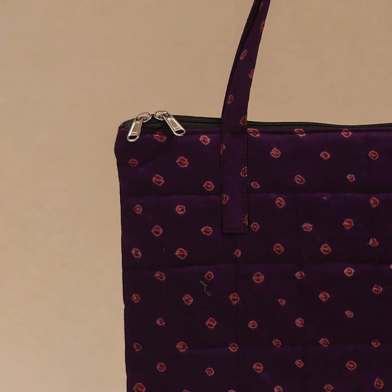 Purple - Handcrafted Quilted Handbag 15 - Image 3