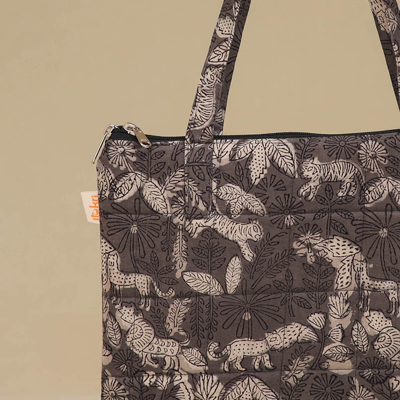 Brown - Handcrafted Quilted Handbag 21 - Image 2