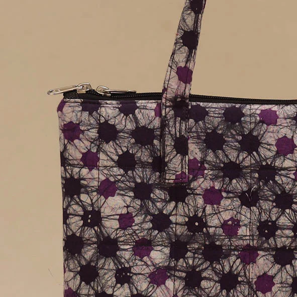 Purple - Handcrafted Quilted Handbag 22 - Image 3