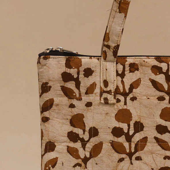 Beige - Handcrafted Quilted Handbag 25 - Image 3