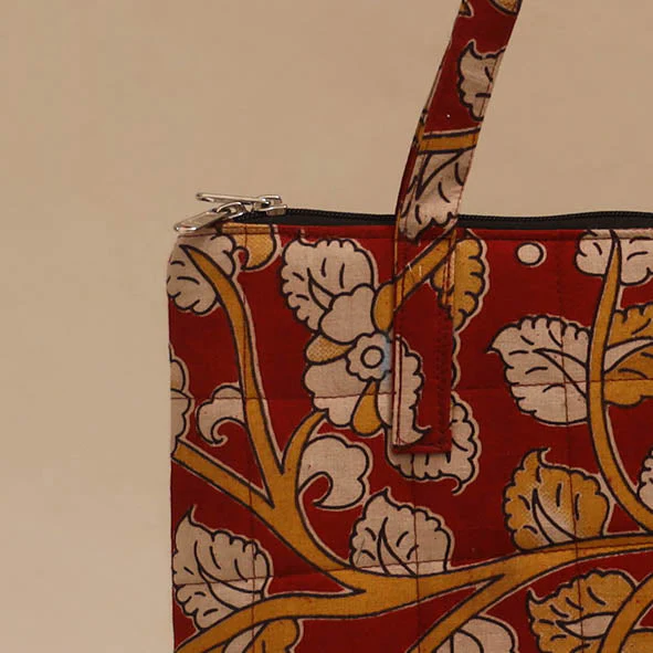 Red - Handcrafted Quilted Handbag 31 - Image 3