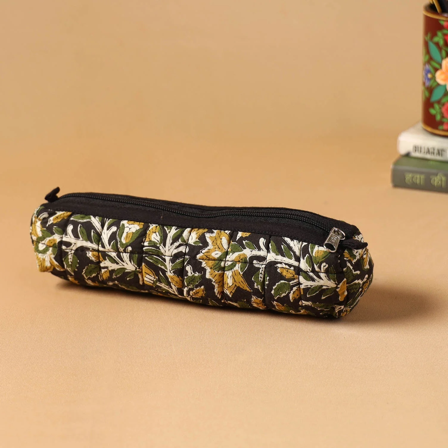 Black - Handcrafted Quilted Pencil Pouch 15 - Image 2