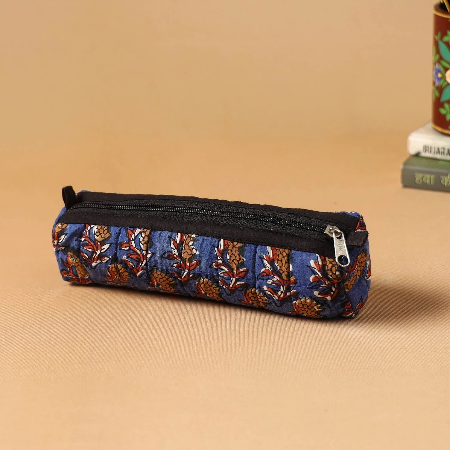 Blue - Handcrafted Quilted Pencil Pouch 22 - Image 2