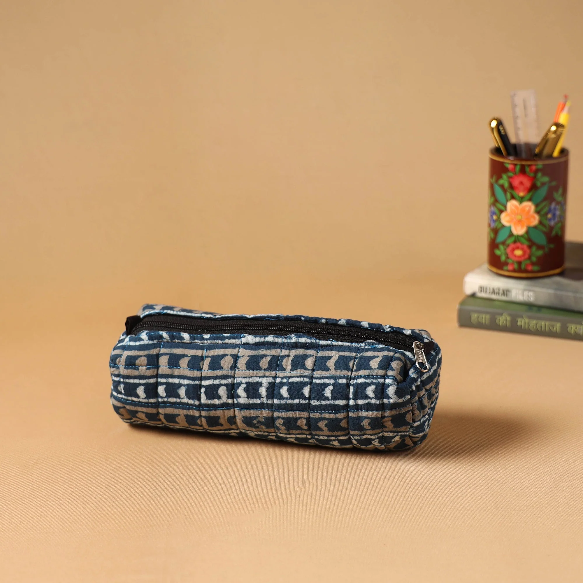Blue - Handcrafted Quilted Pencil Pouch 27