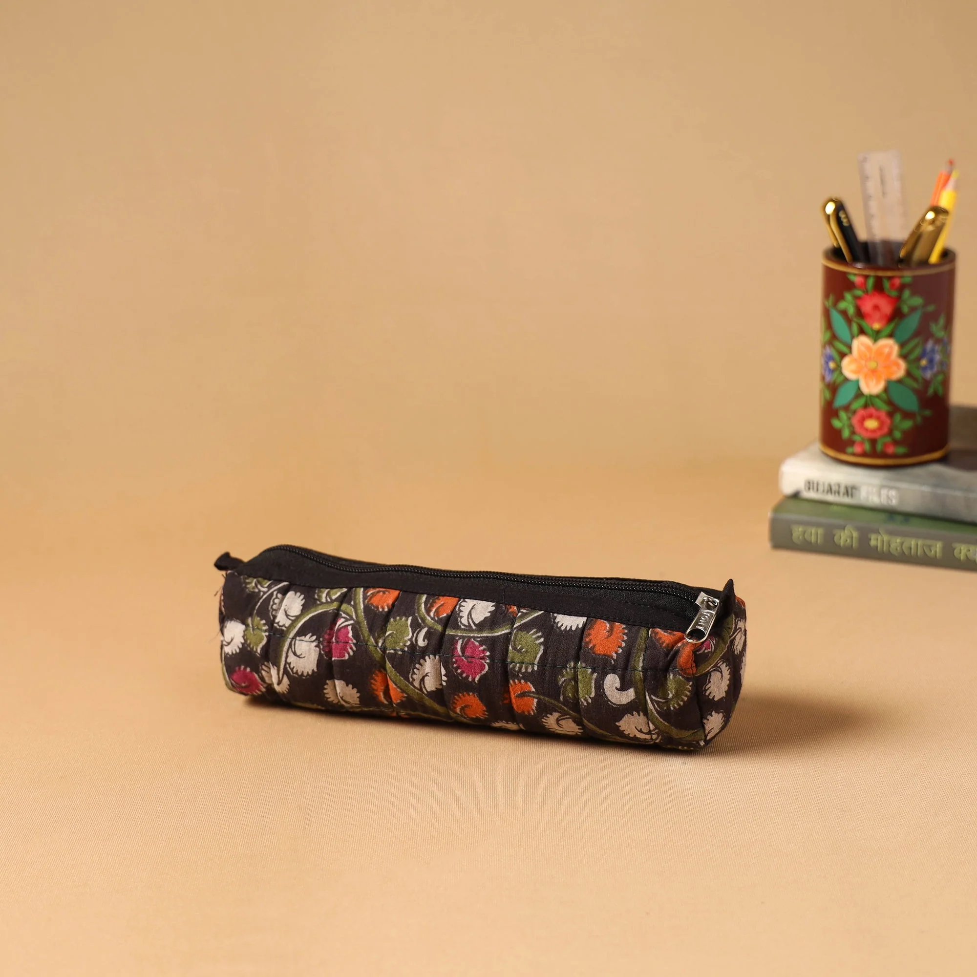 Black - Handcrafted Quilted Pencil Pouch 29