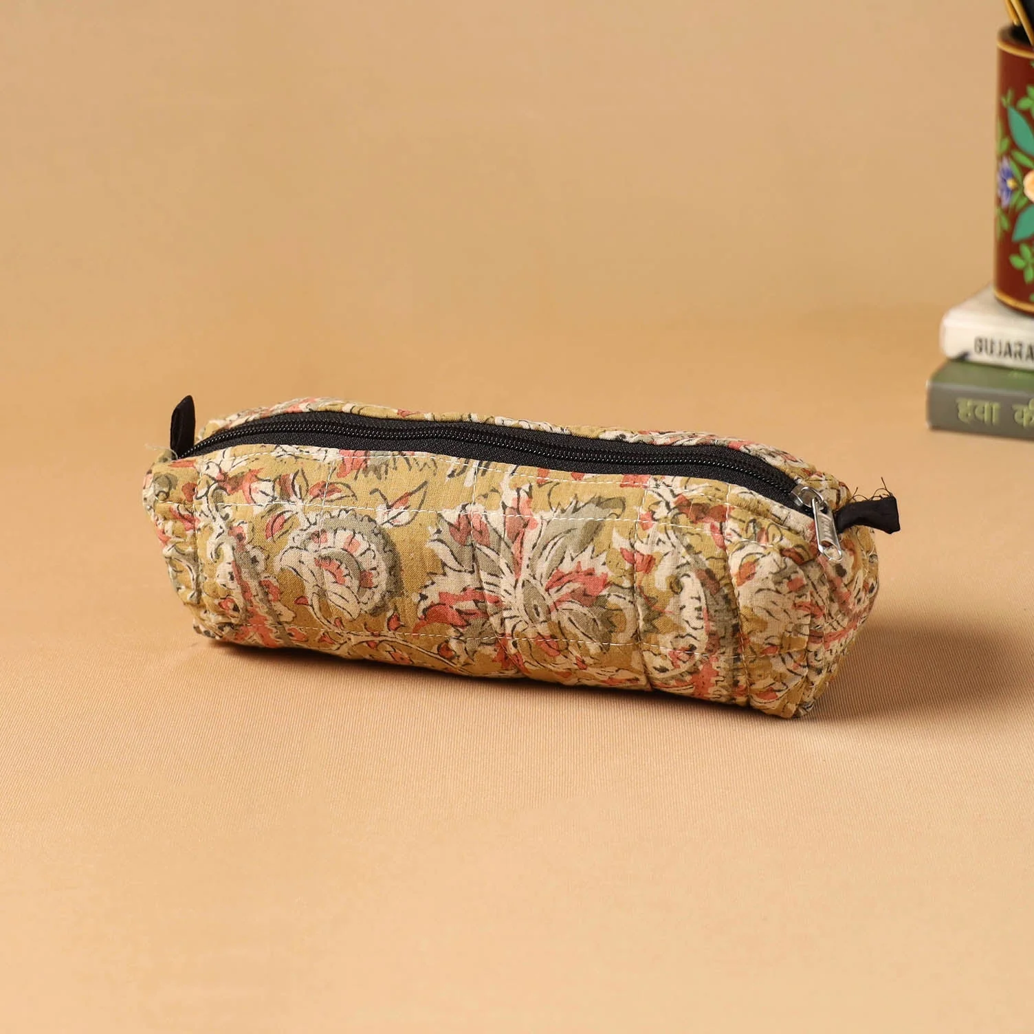 Yellow - Handcrafted Quilted Pencil Pouch 31 - Image 2