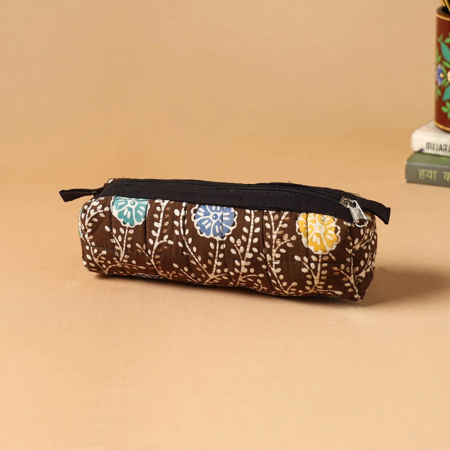 Brown - Handcrafted Quilted Pencil Pouch 32 - Image 2