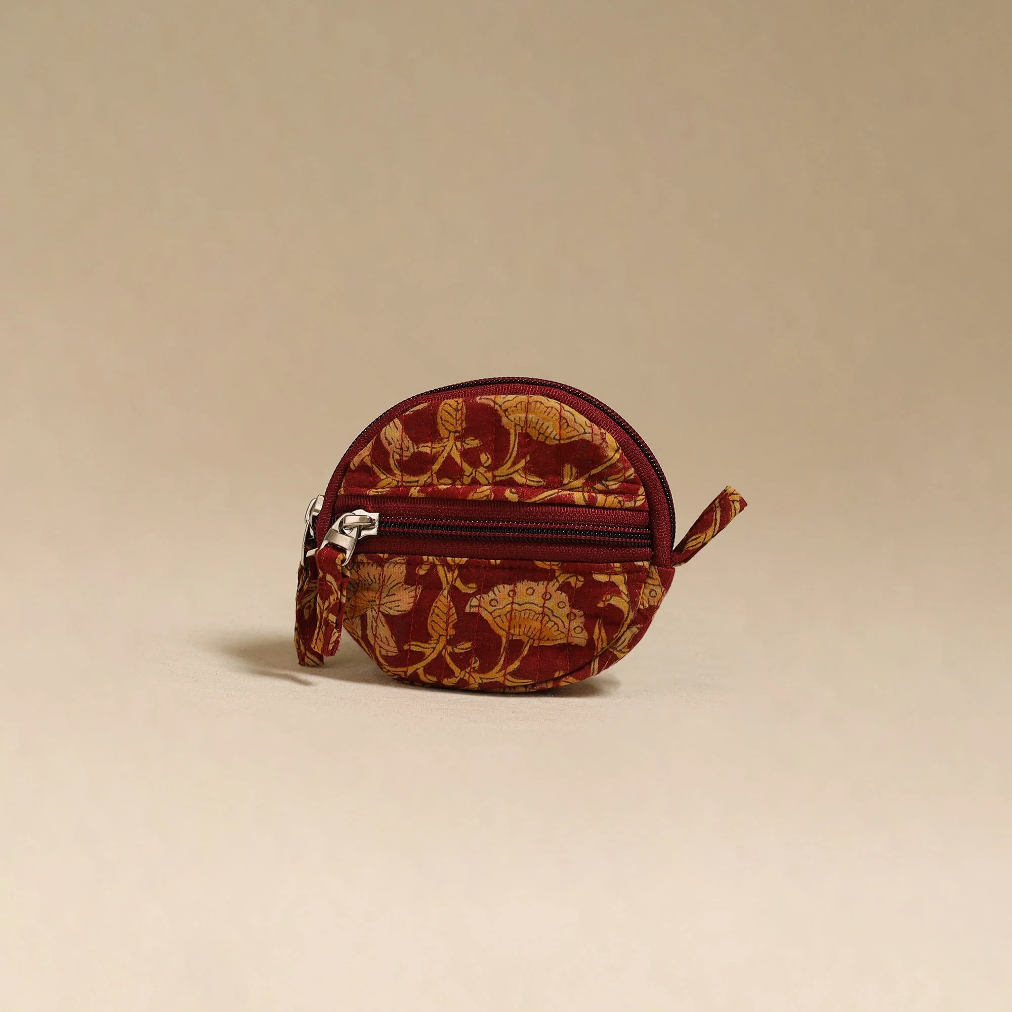 Red - Handcrafted Quilted Sanganeri Block Printed Fabric Coin Pouch by Chhoti Si Asha 76