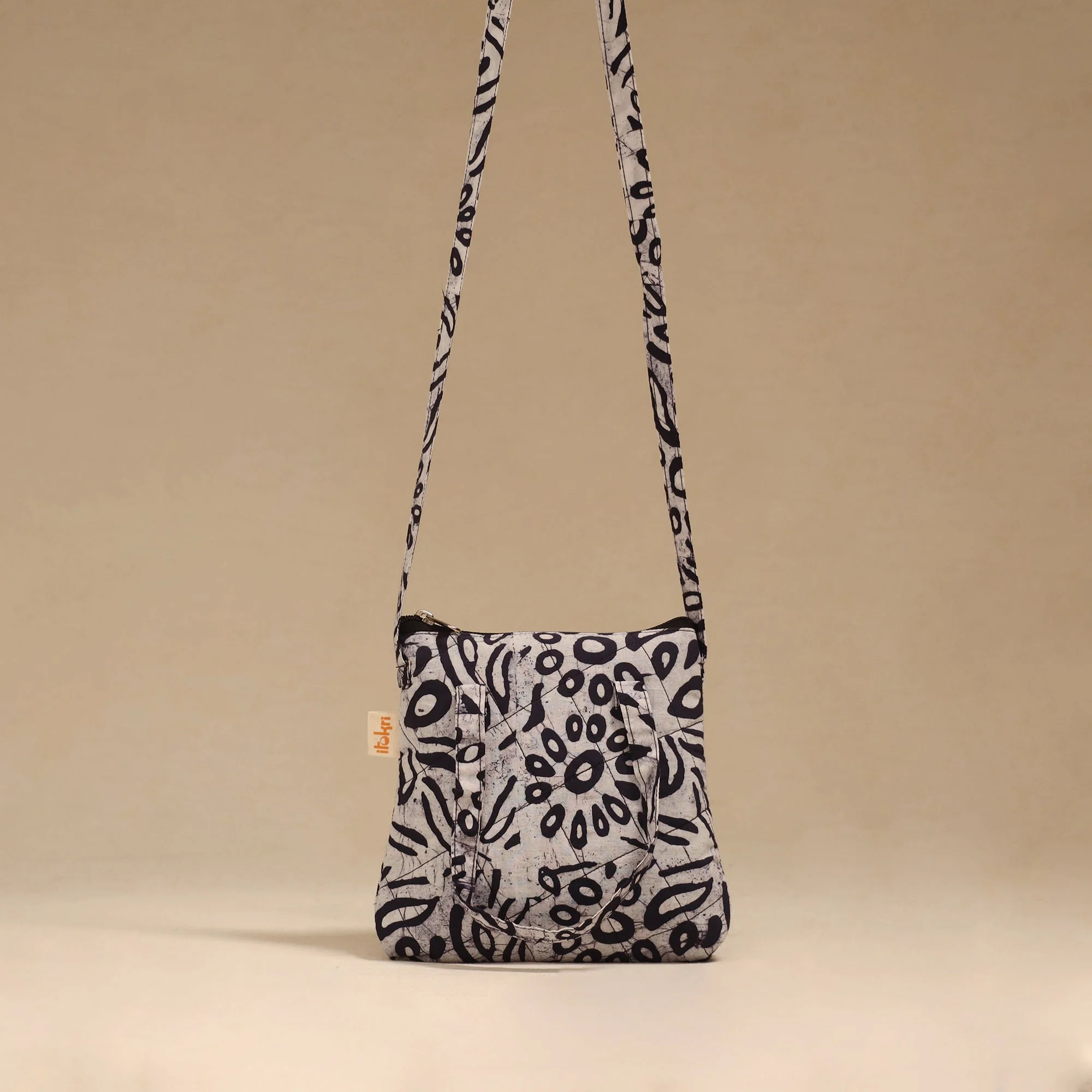 Black - Handcrafted Quilted Sling Bag 01