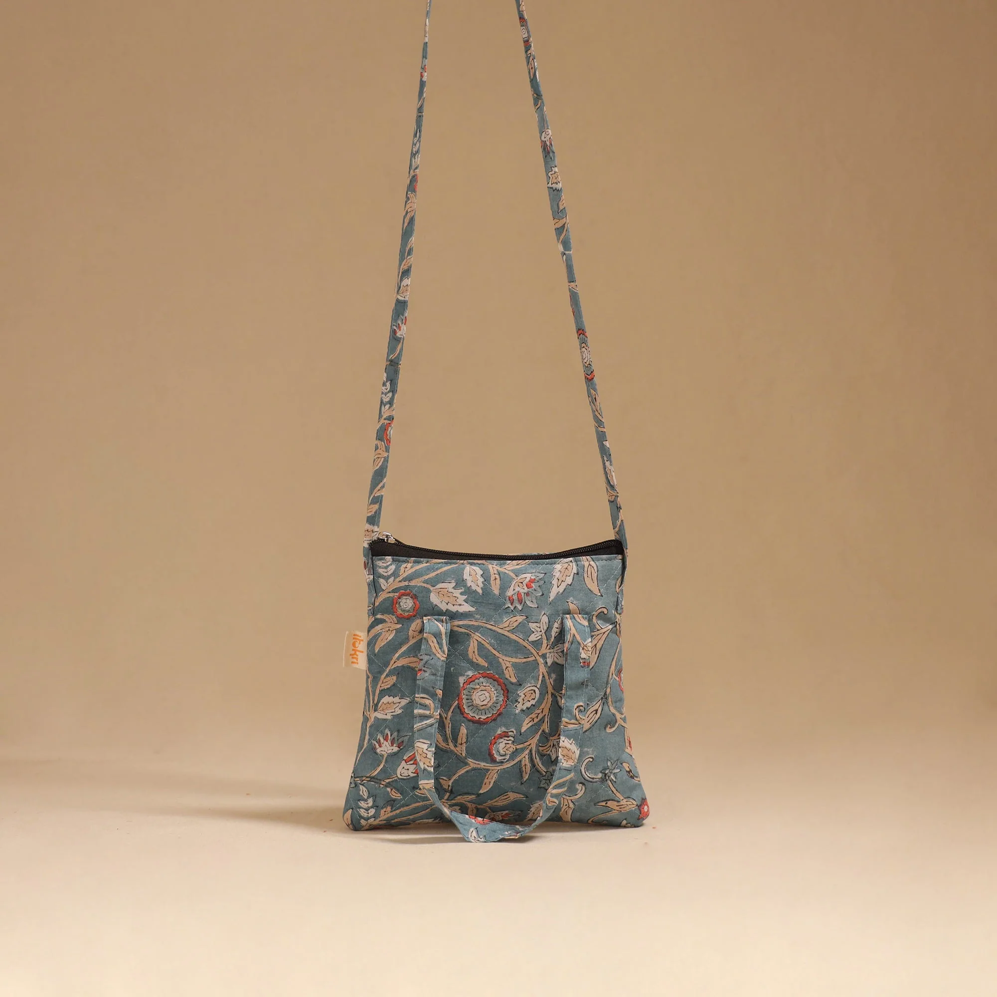 Blue - Handcrafted Quilted Sling Bag 02