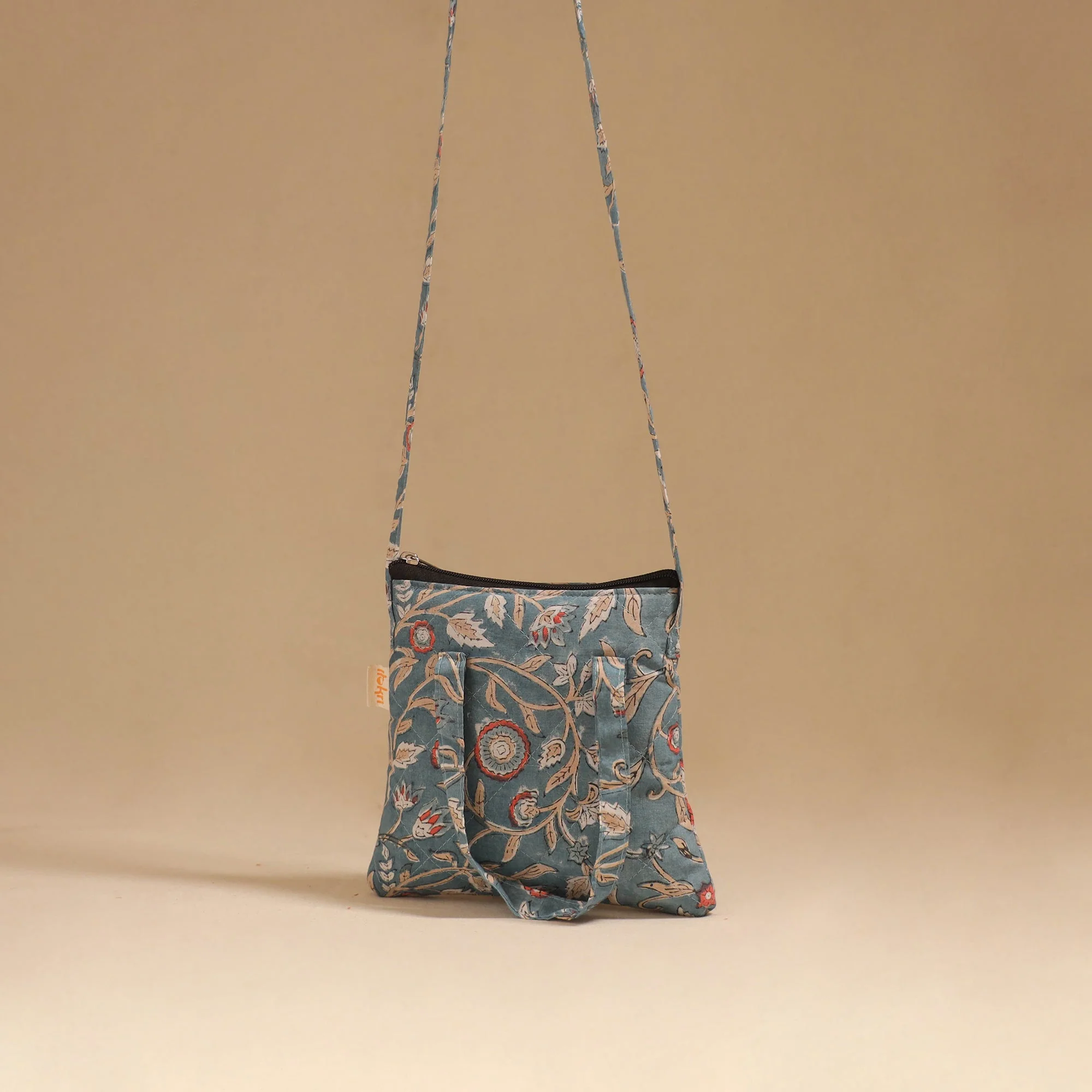 Blue - Handcrafted Quilted Sling Bag 02 - Image 2