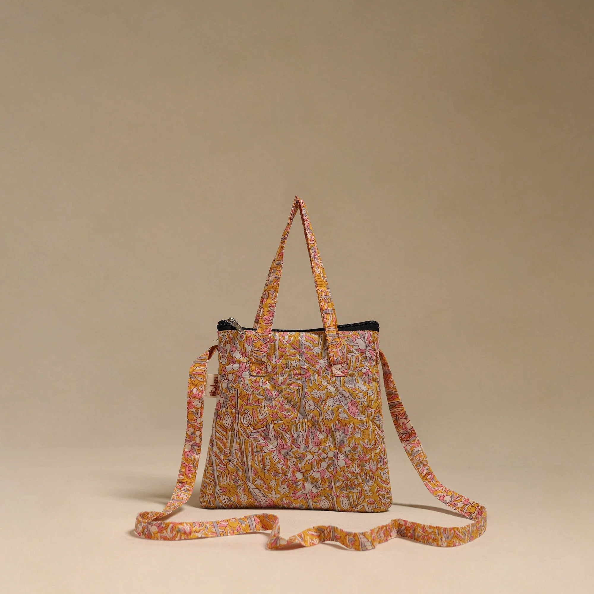 Orange - Handcrafted Quilted Sling Bag 02