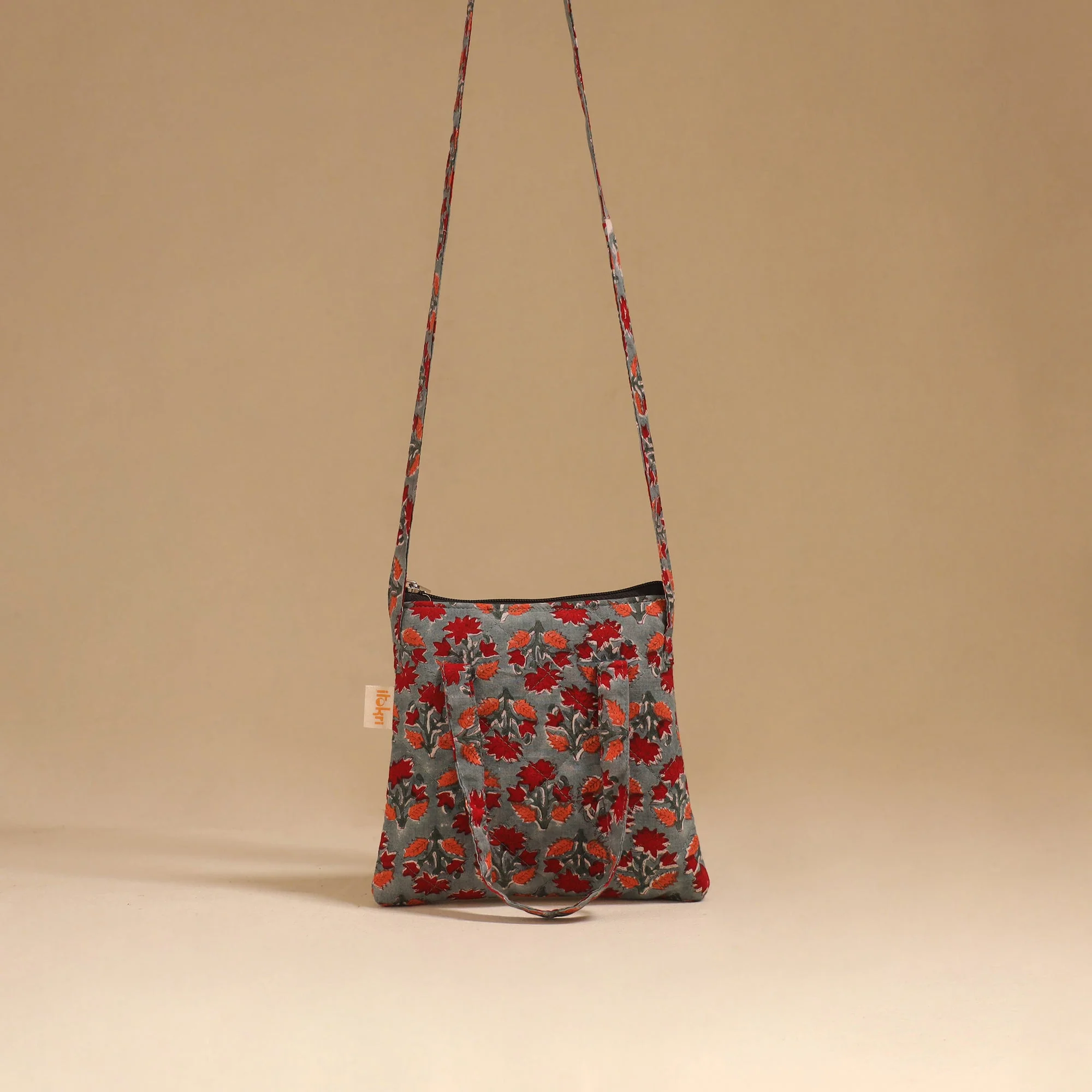 Grey - Handcrafted Quilted Sling Bag 03