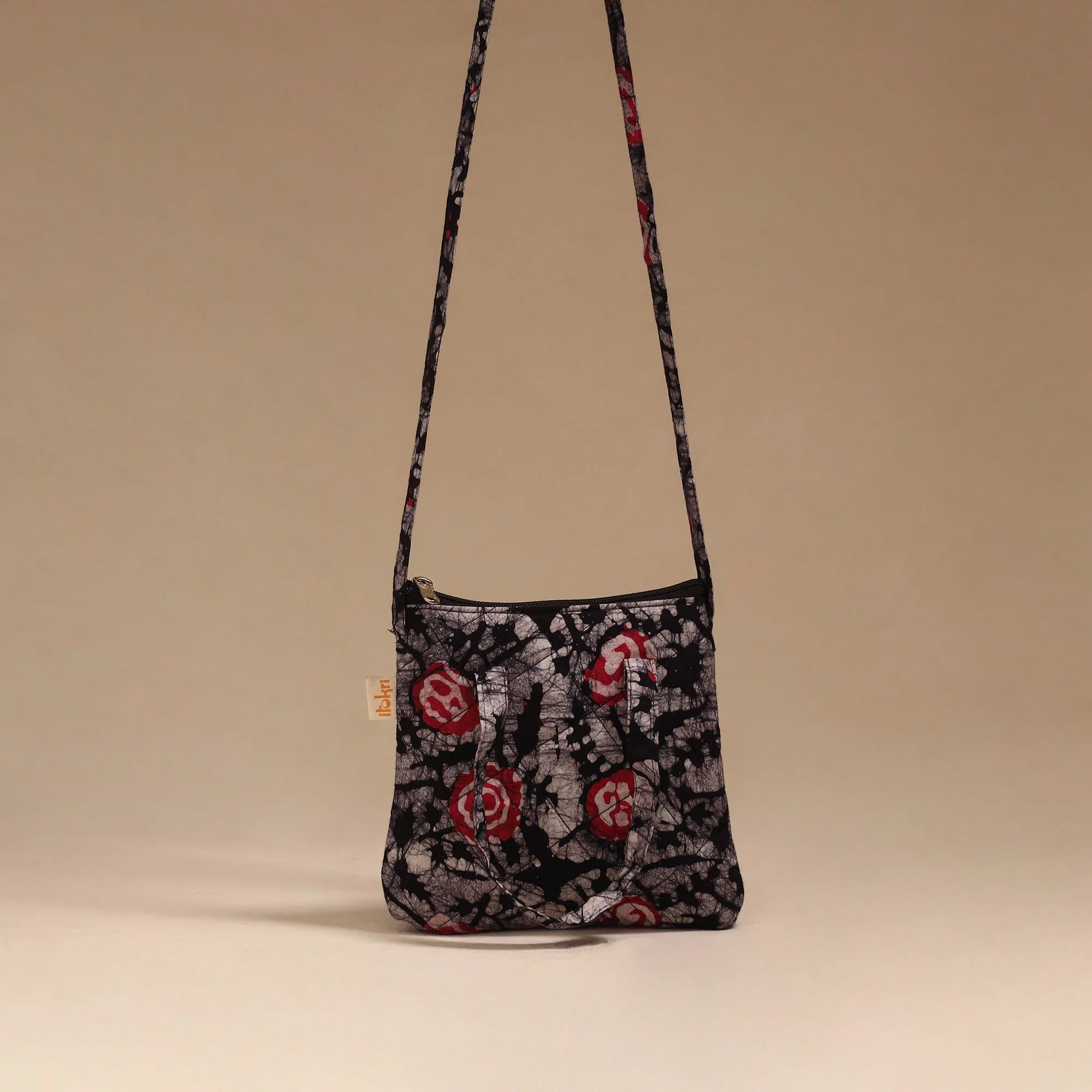 Black - Handcrafted Quilted Sling Bag 04
