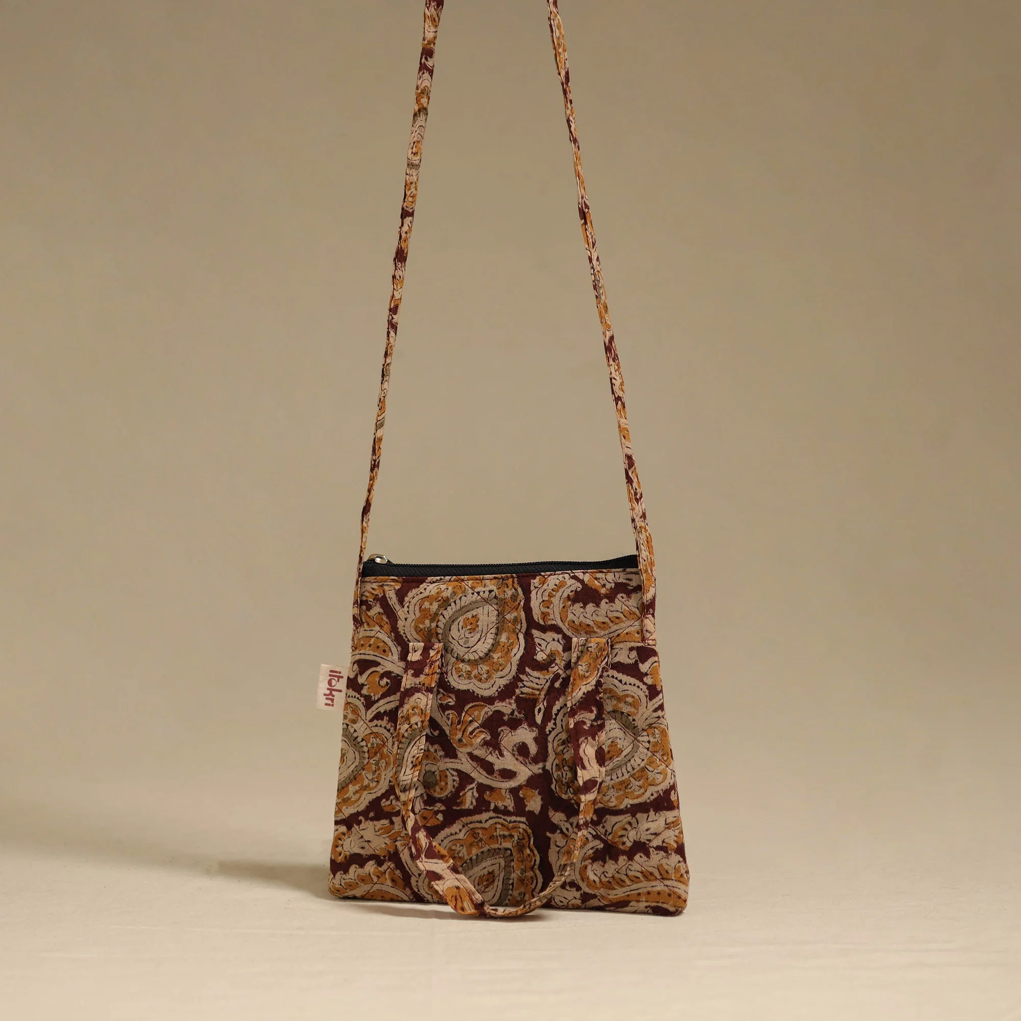Maroon - Handcrafted Quilted Sling Bag 04 - Image 3