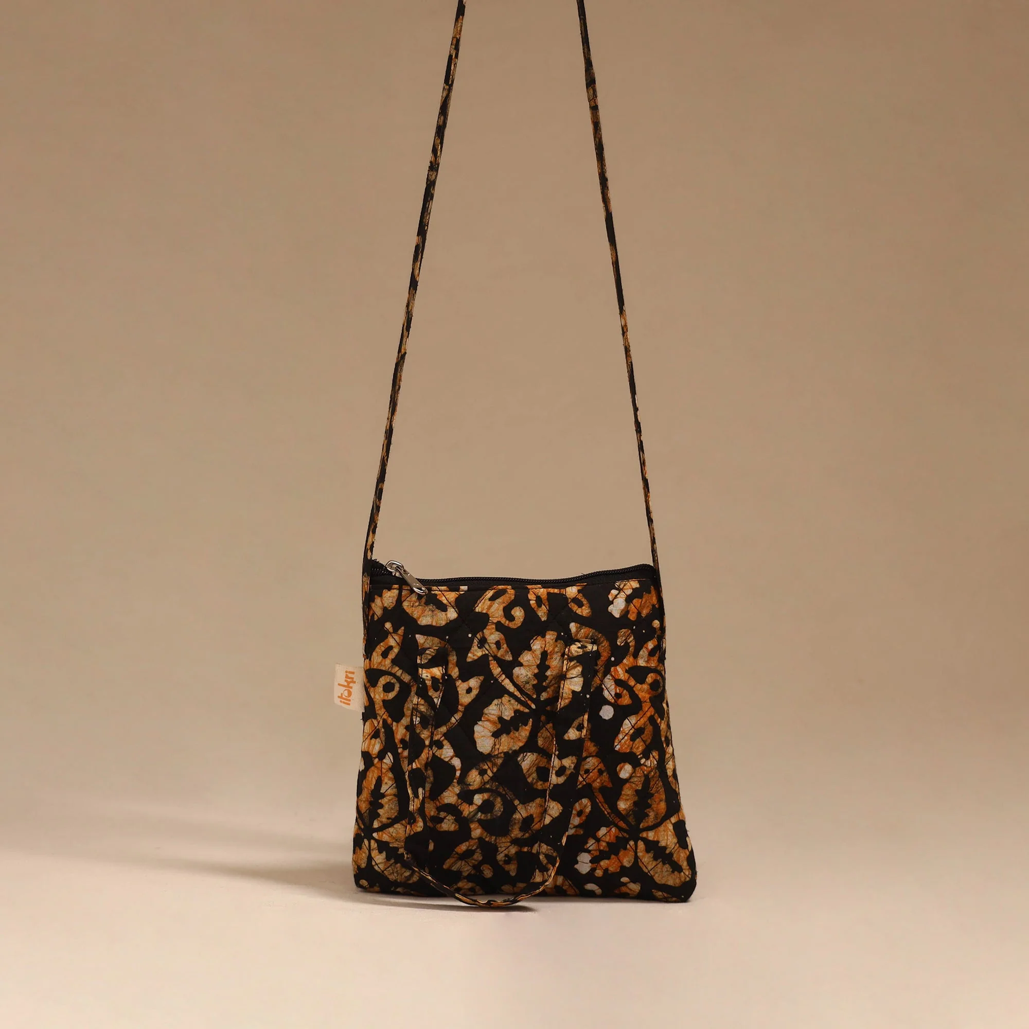 Black - Handcrafted Quilted Sling Bag 05