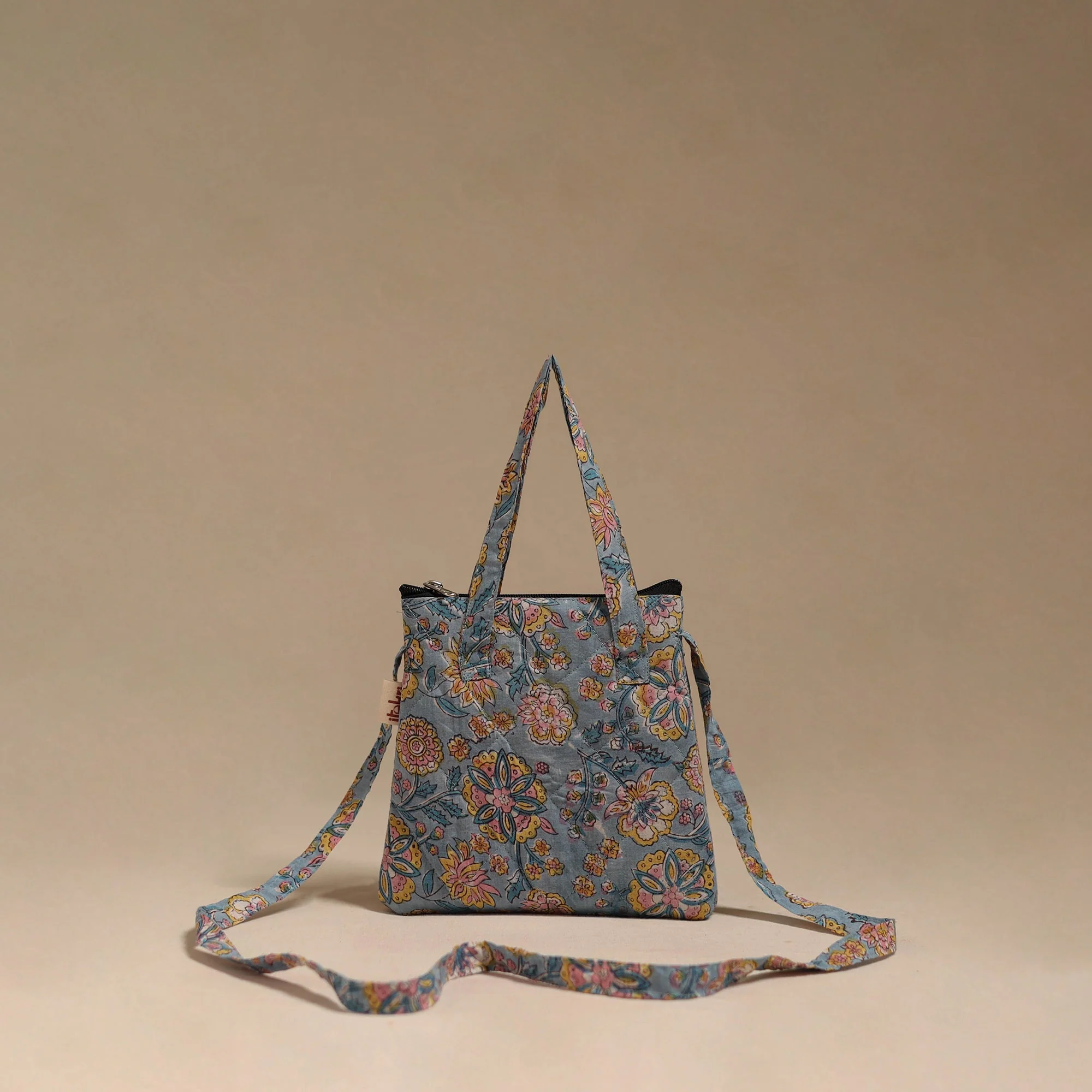 Blue - Handcrafted Quilted Sling Bag 06