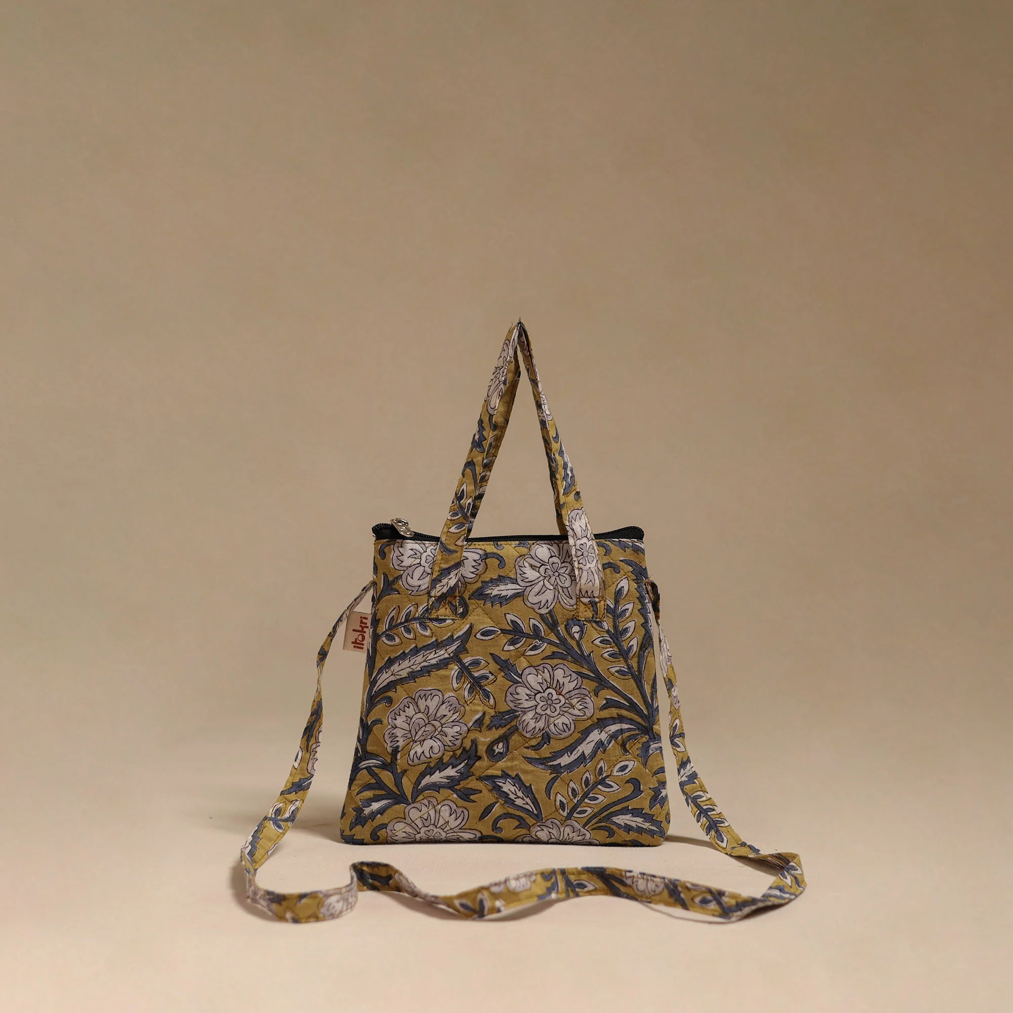 Yellow - Handcrafted Quilted Sling Bag 09