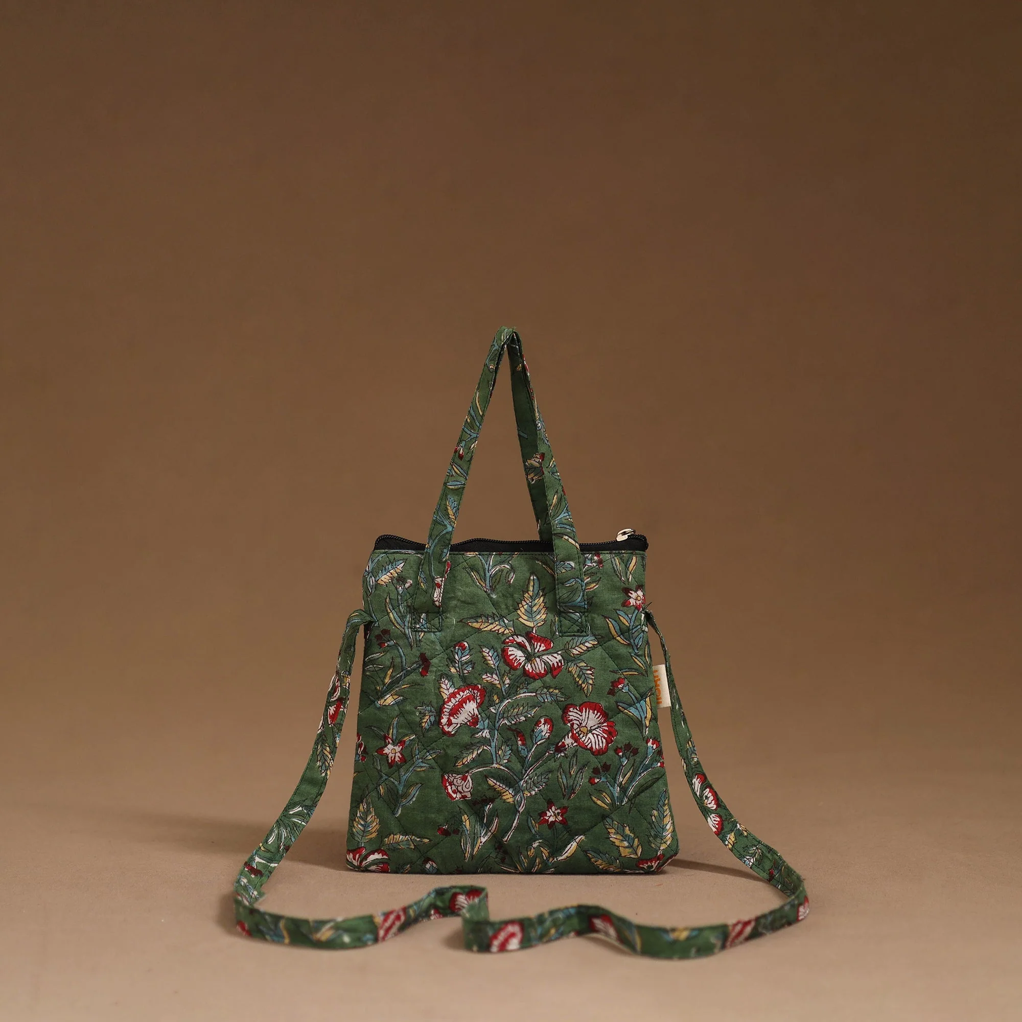 Green - Handcrafted Quilted Sling Bag 10