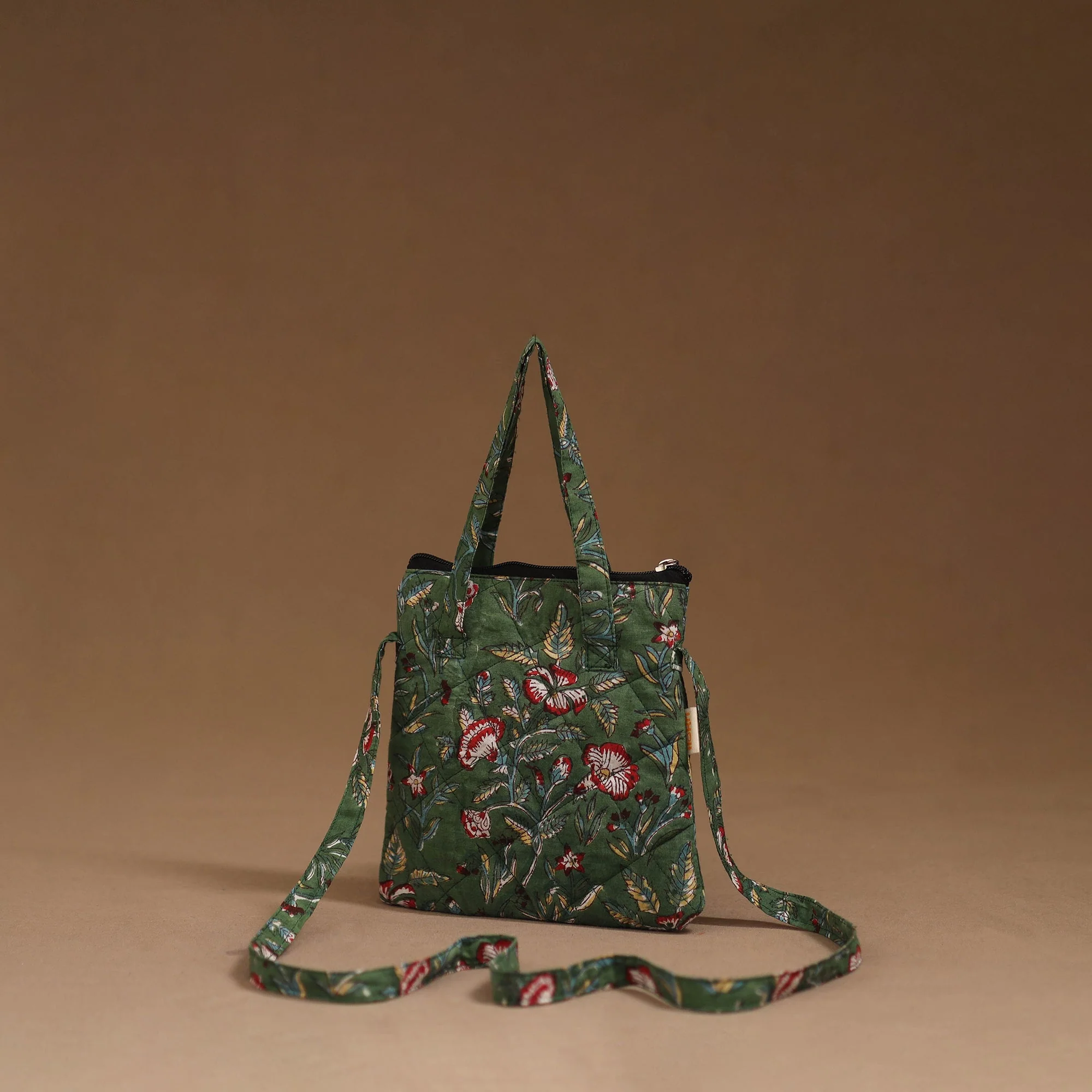 Green - Handcrafted Quilted Sling Bag 10 - Image 2