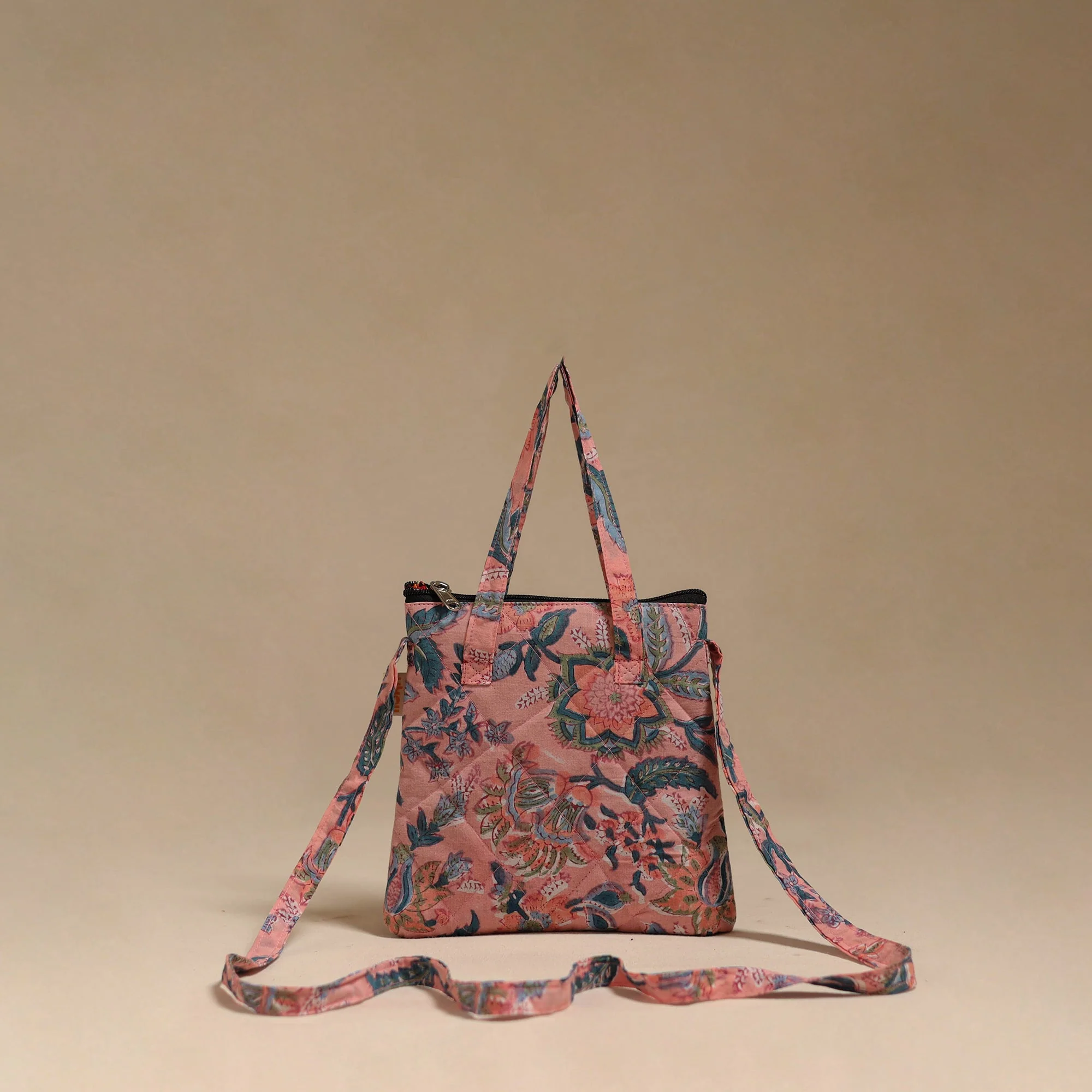Pink - Handcrafted Quilted Sling Bag 10
