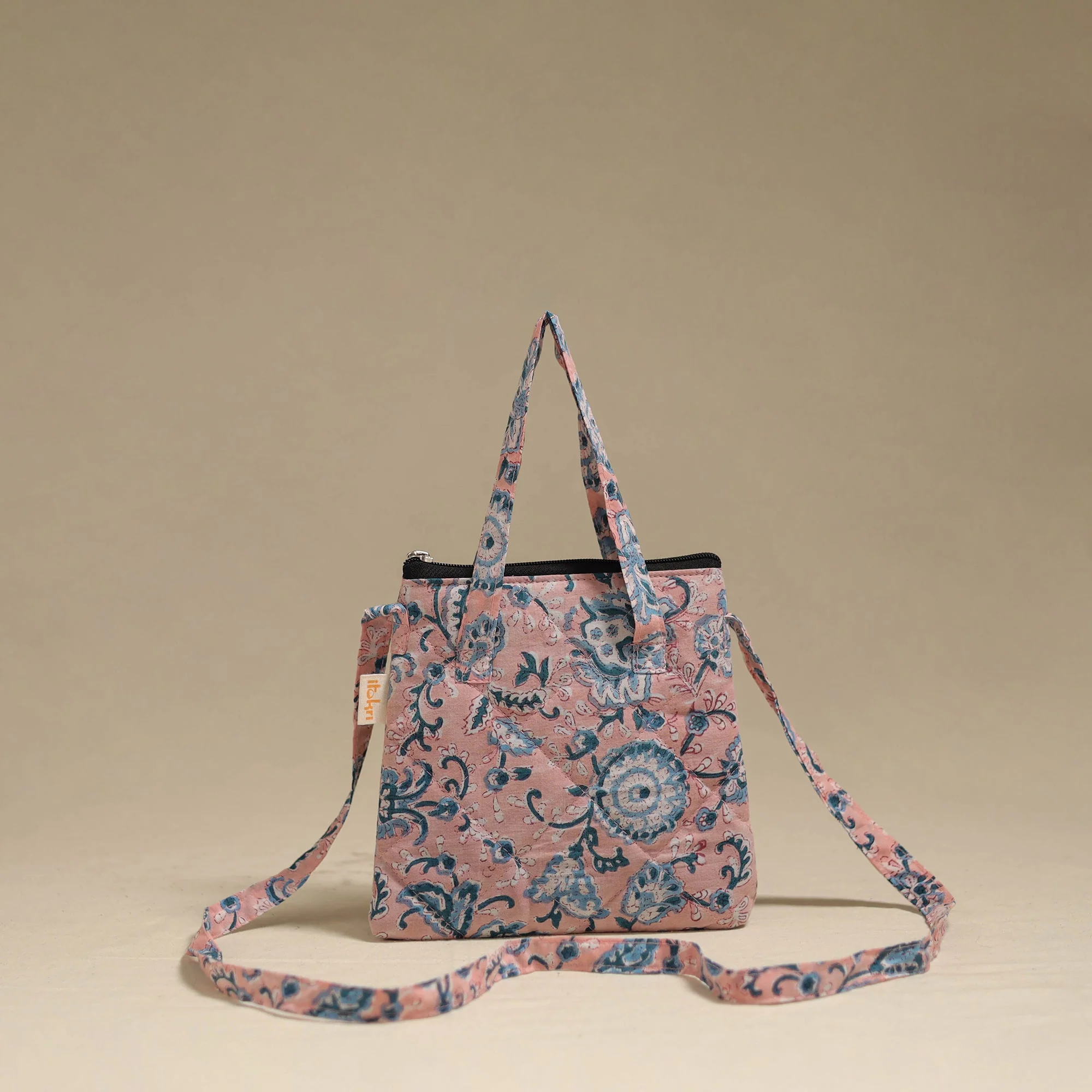 Pink - Handcrafted Quilted Sling Bag 10