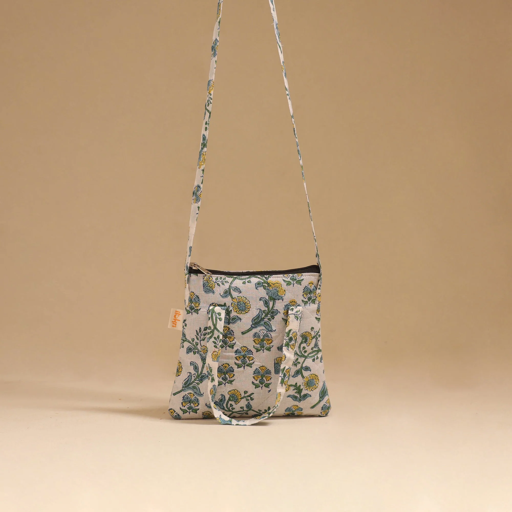 White - Handcrafted Quilted Sling Bag 11