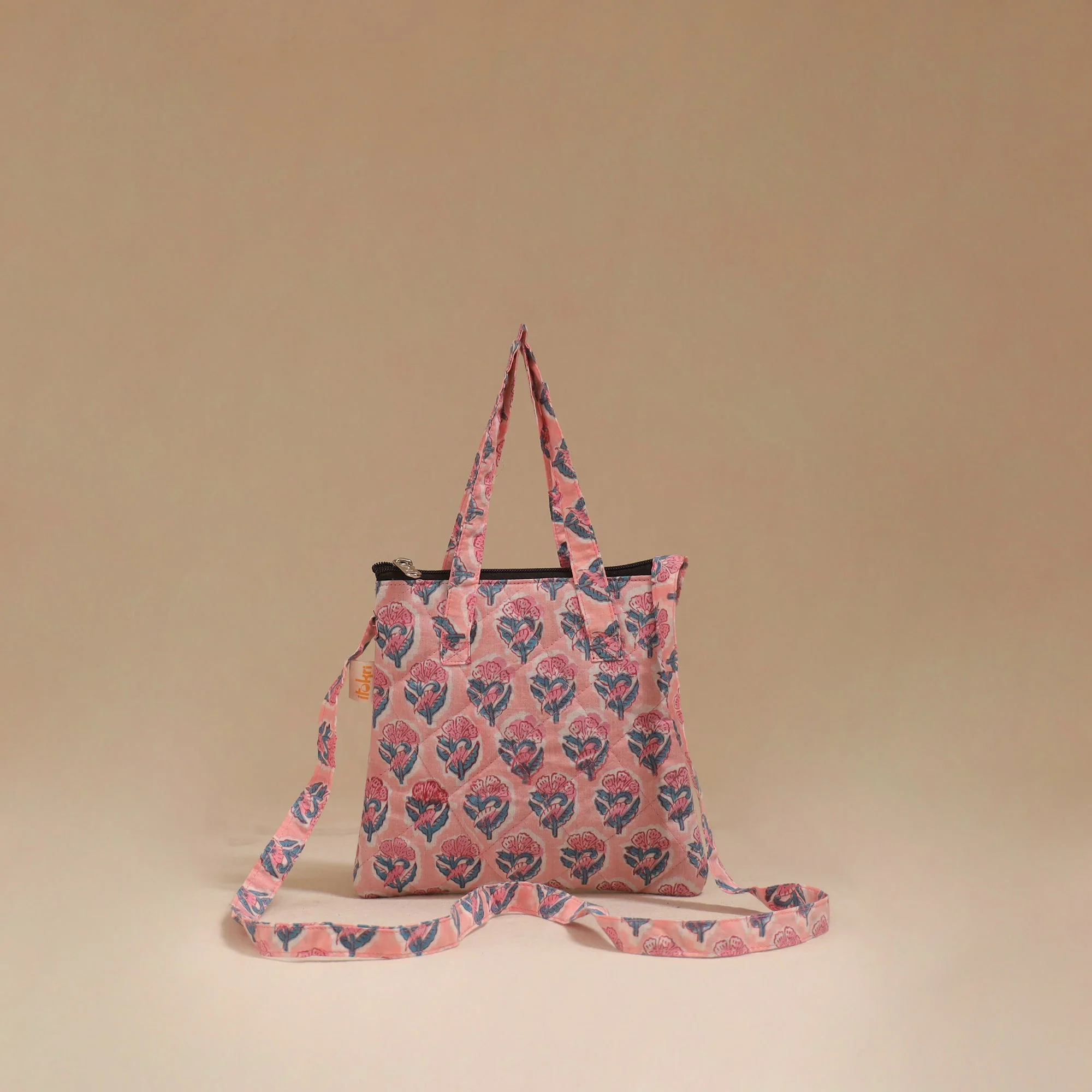 Pink - Handcrafted Quilted Sling Bag 12