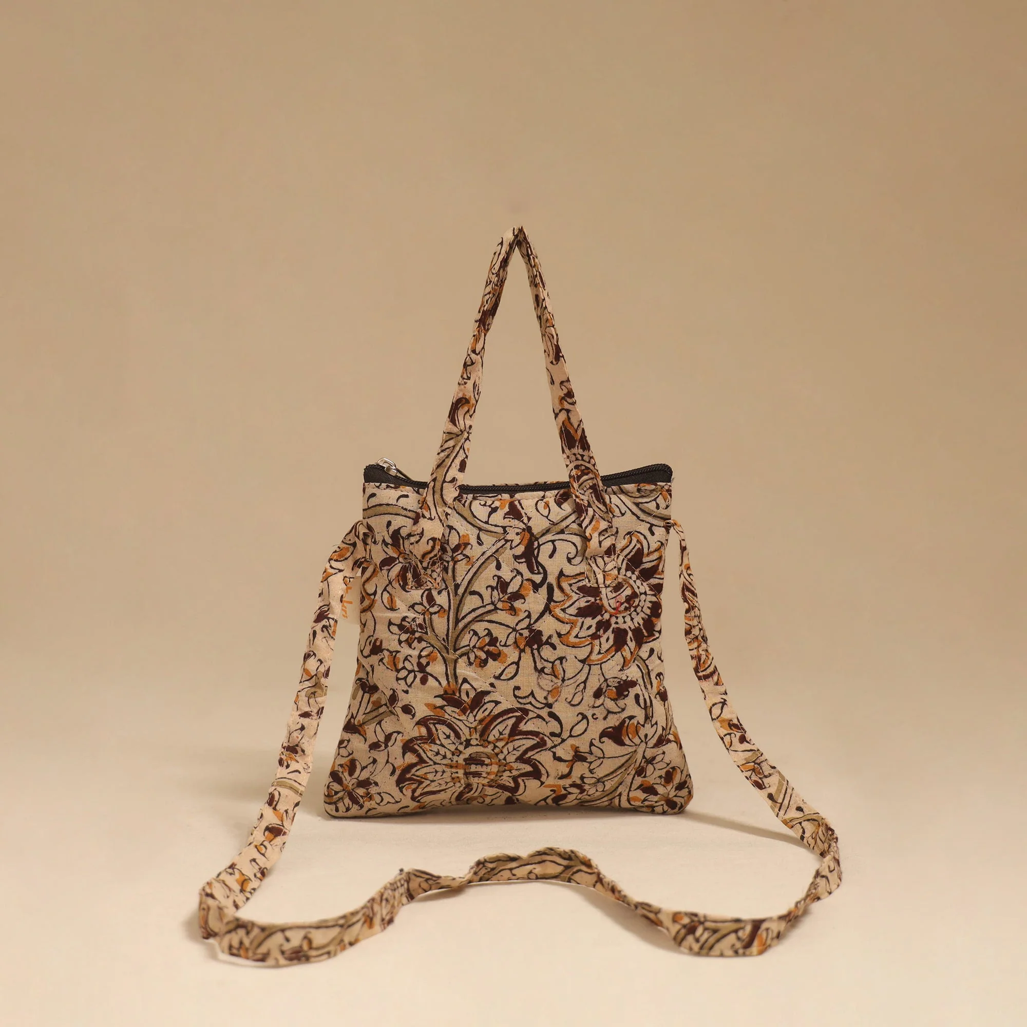 Beige - Handcrafted Quilted Sling Bag 12