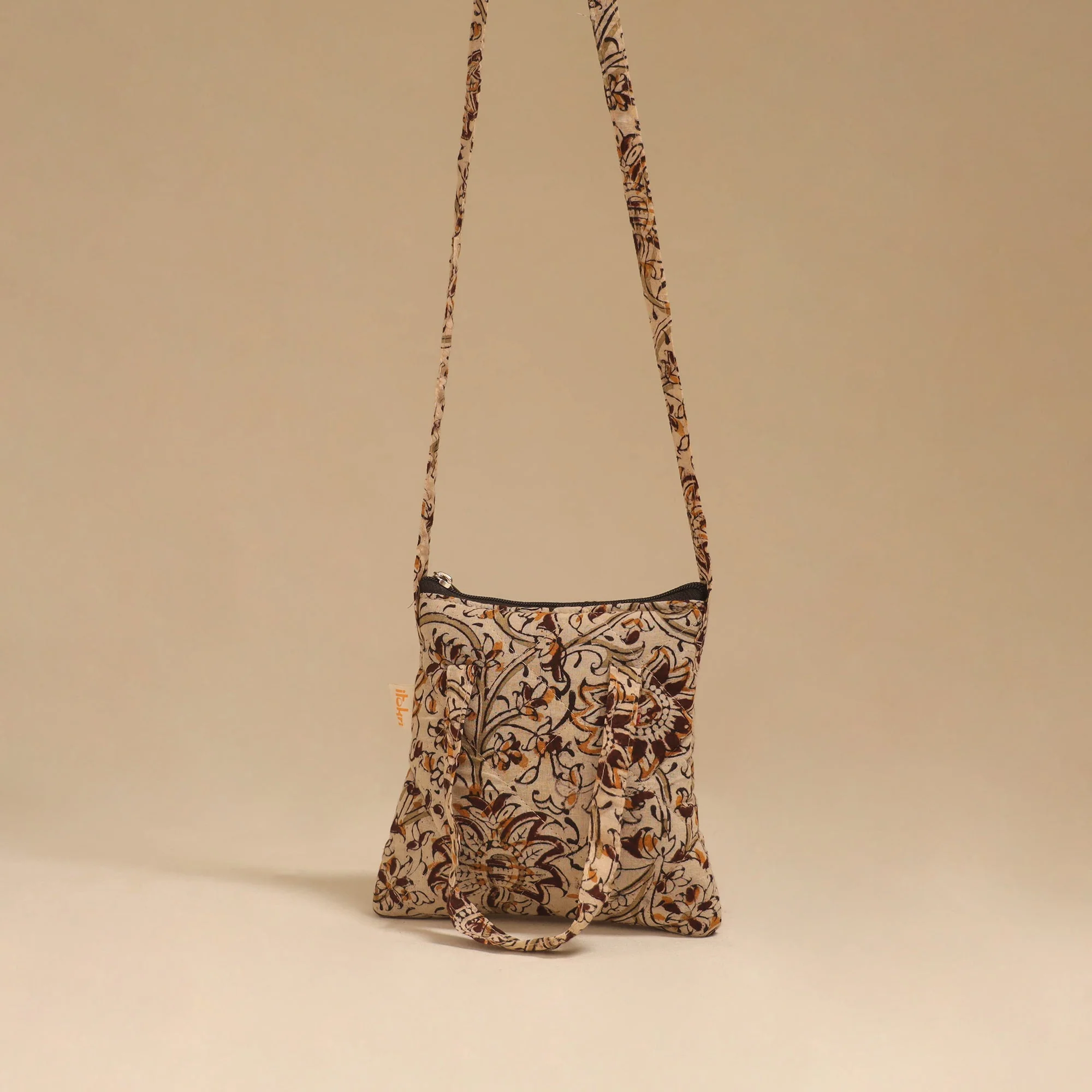 Beige - Handcrafted Quilted Sling Bag 12 - Image 3