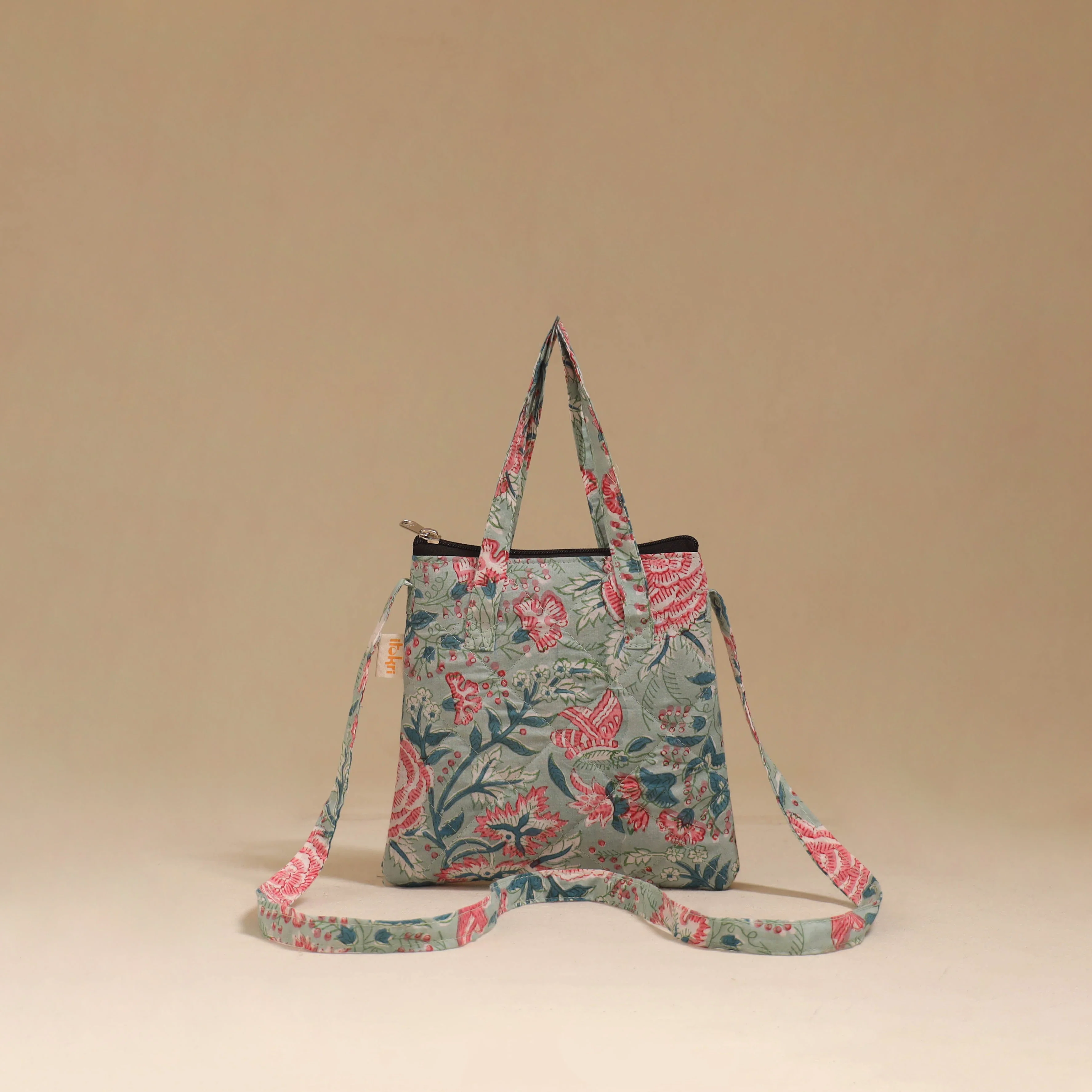 Green - Handcrafted Quilted Sling Bag 13