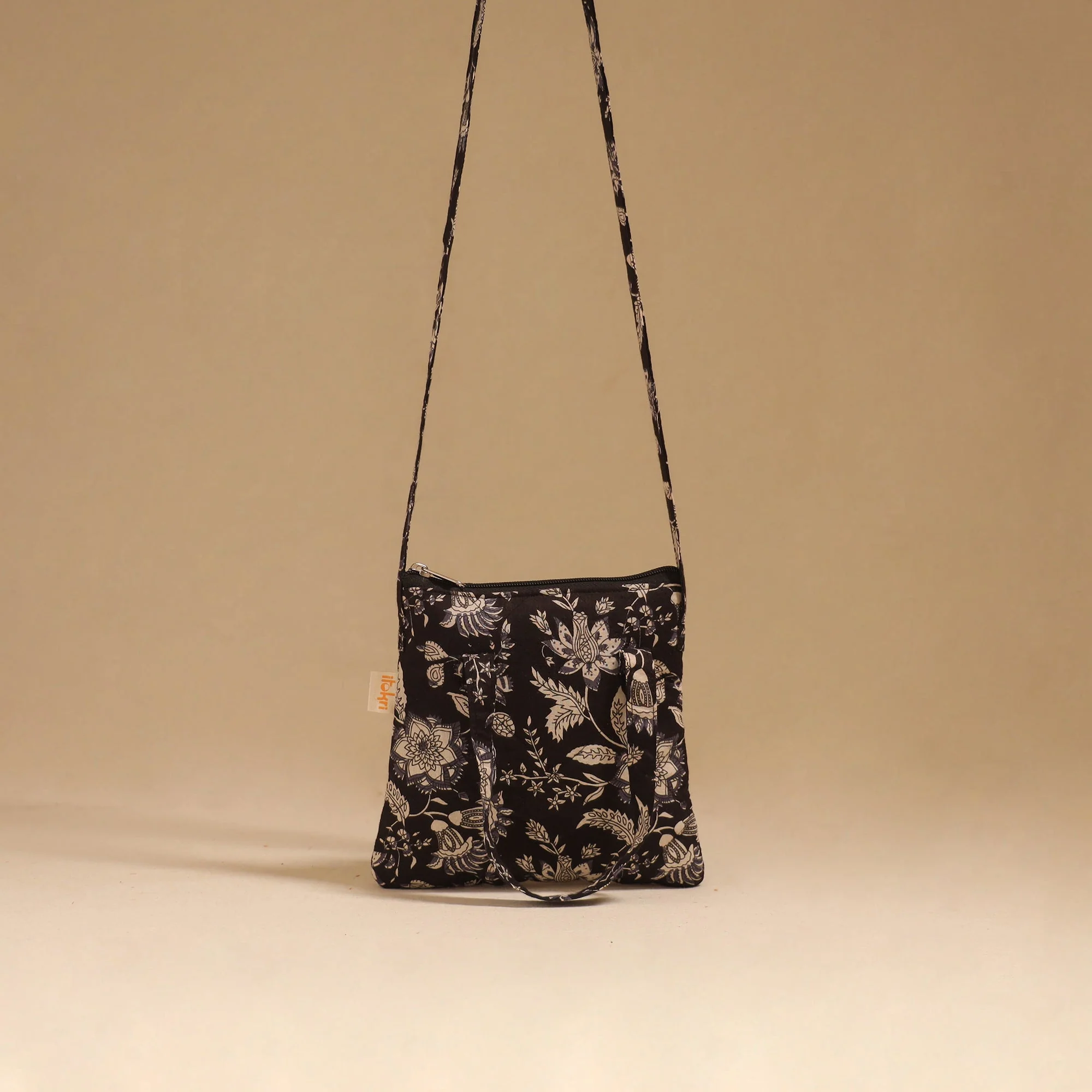 Black - Handcrafted Quilted Sling Bag 14
