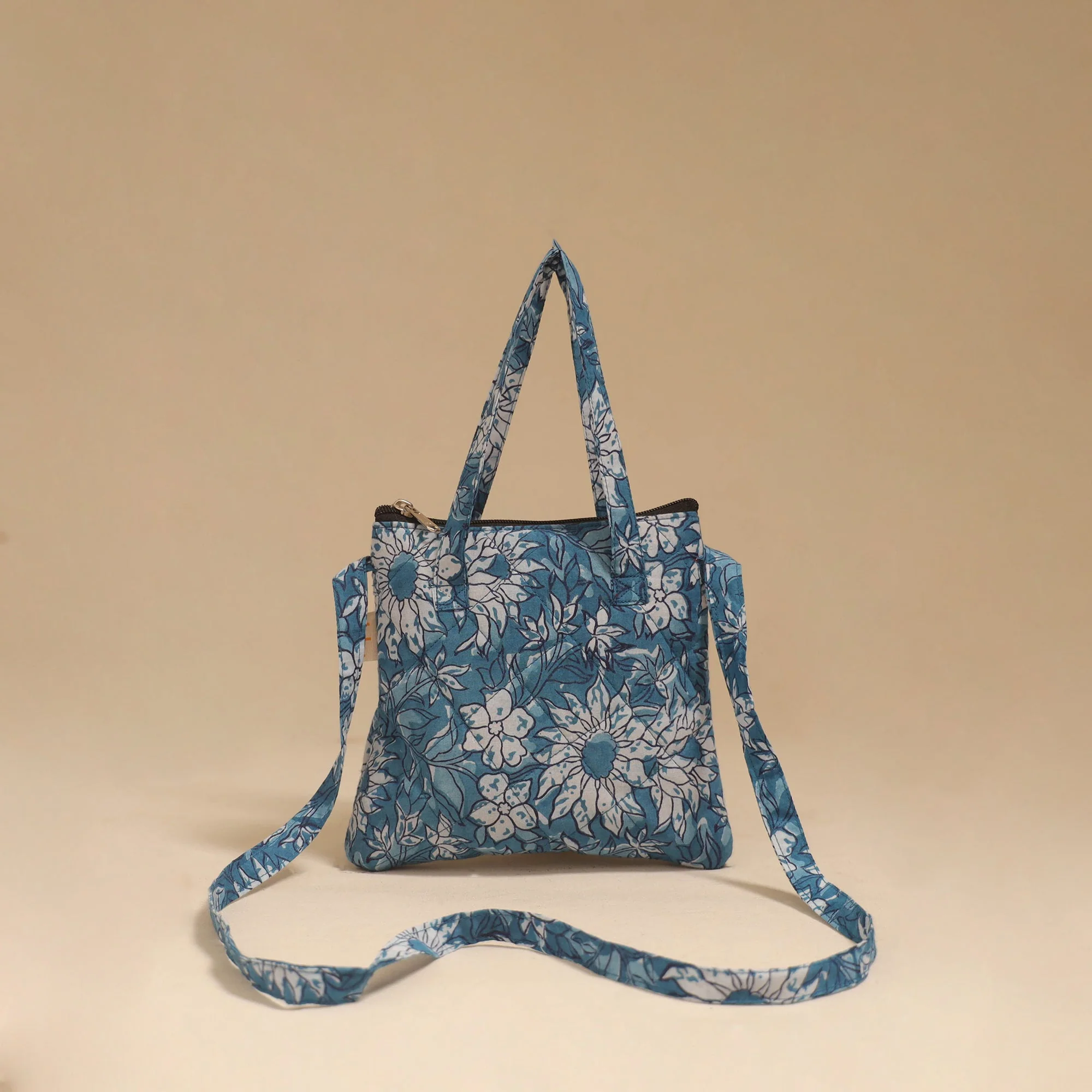Blue - Handcrafted Quilted Sling Bag 14