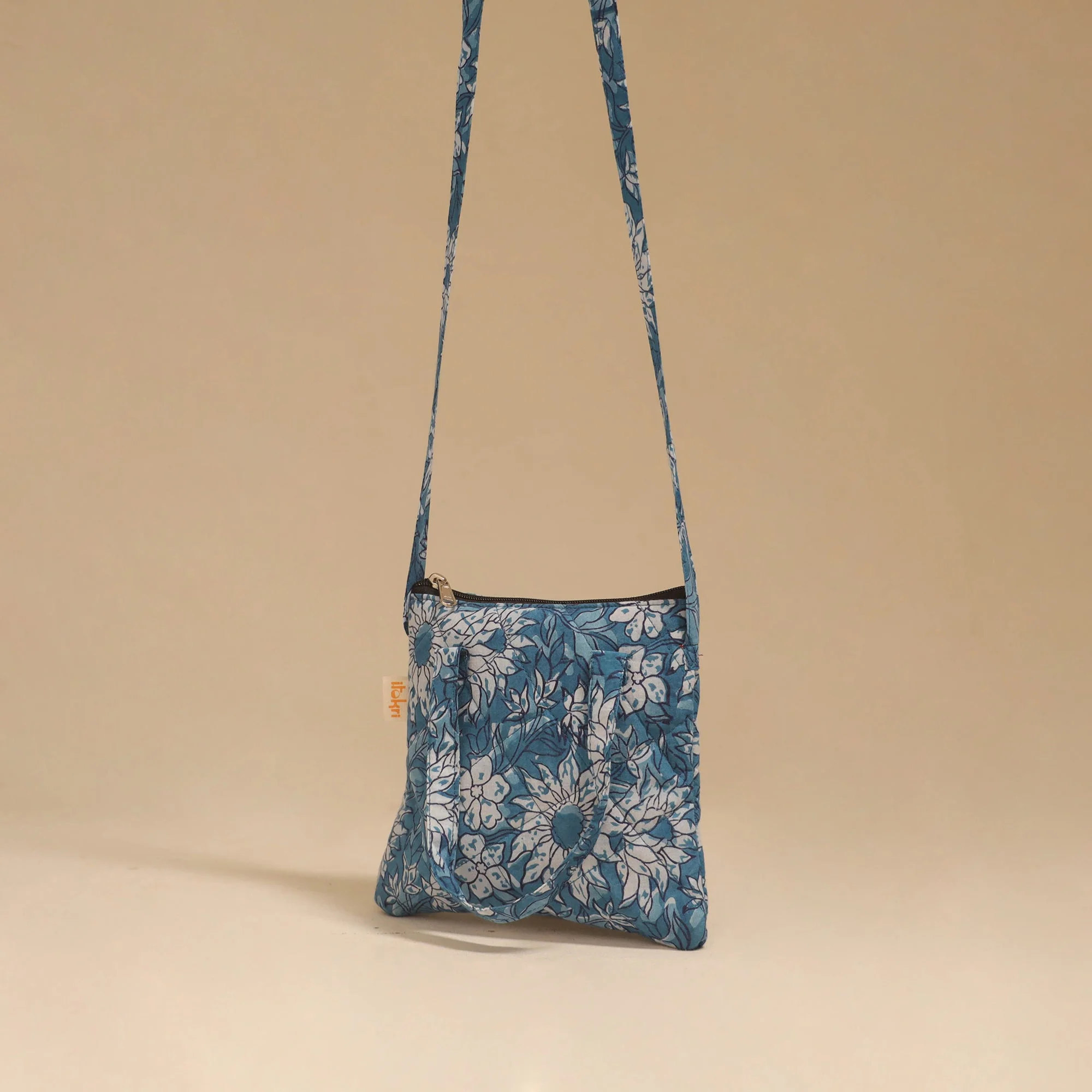 Blue - Handcrafted Quilted Sling Bag 14 - Image 3