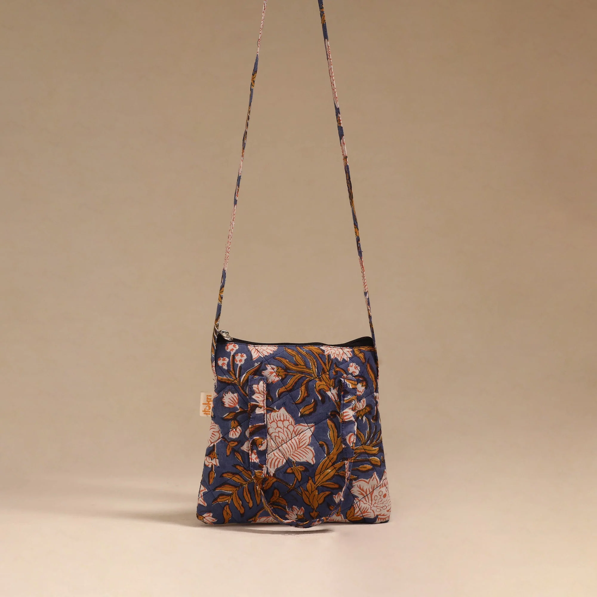 Blue - Handcrafted Quilted Sling Bag 15